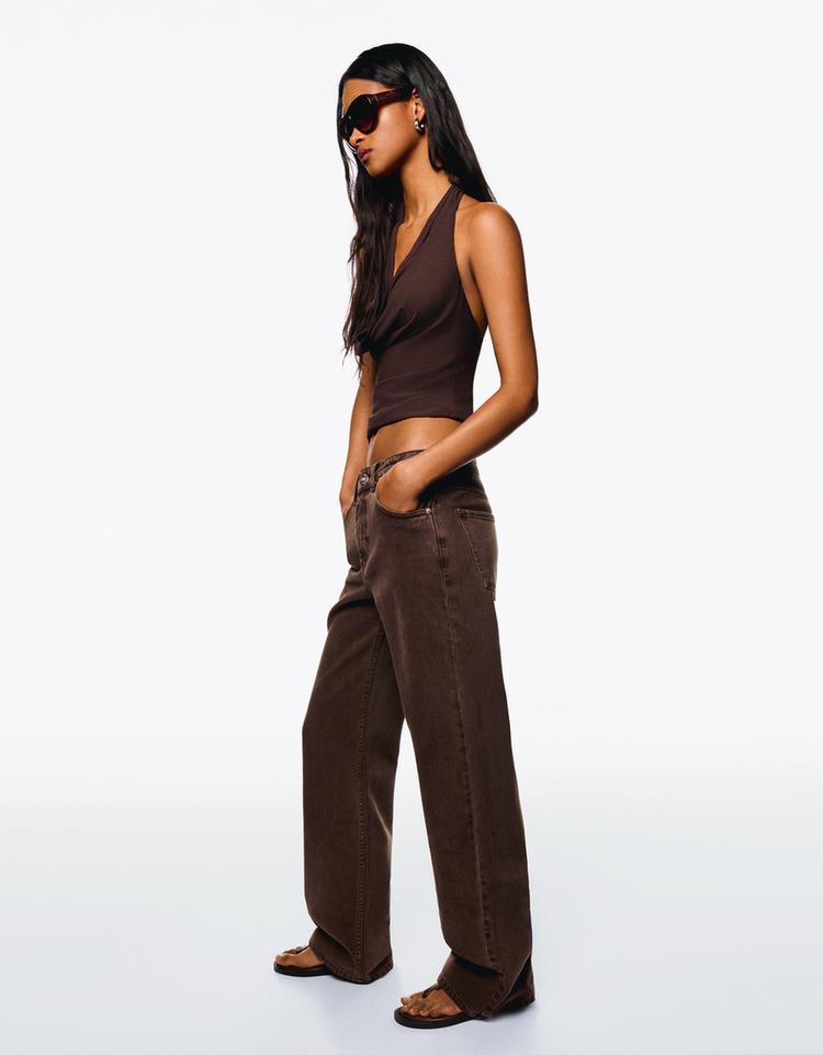 Straight fit geniş paça jean