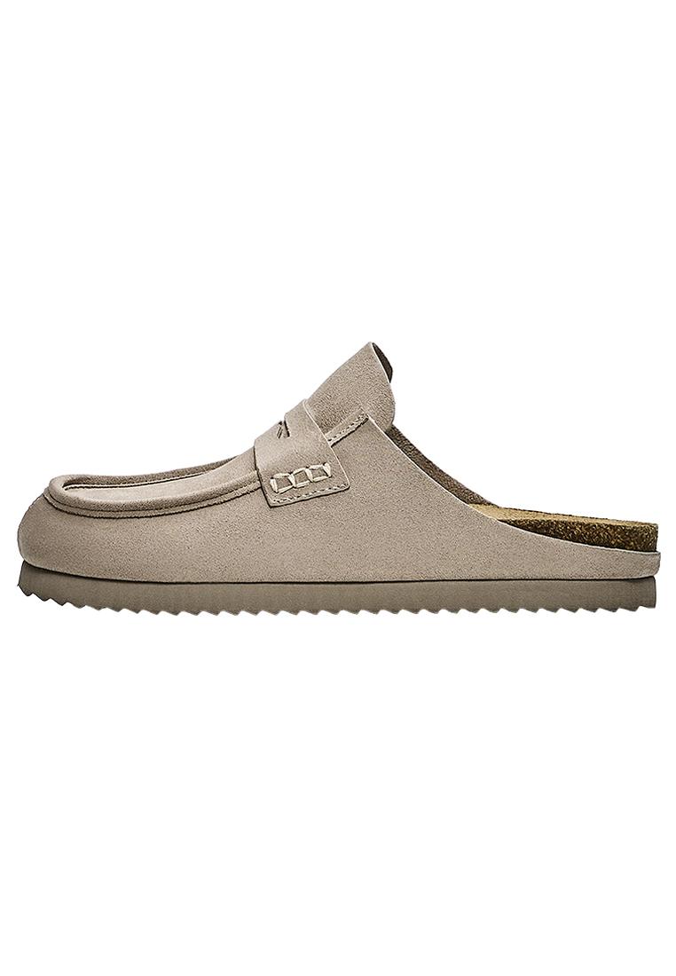 Mule clogs with mask detail — TAUPE