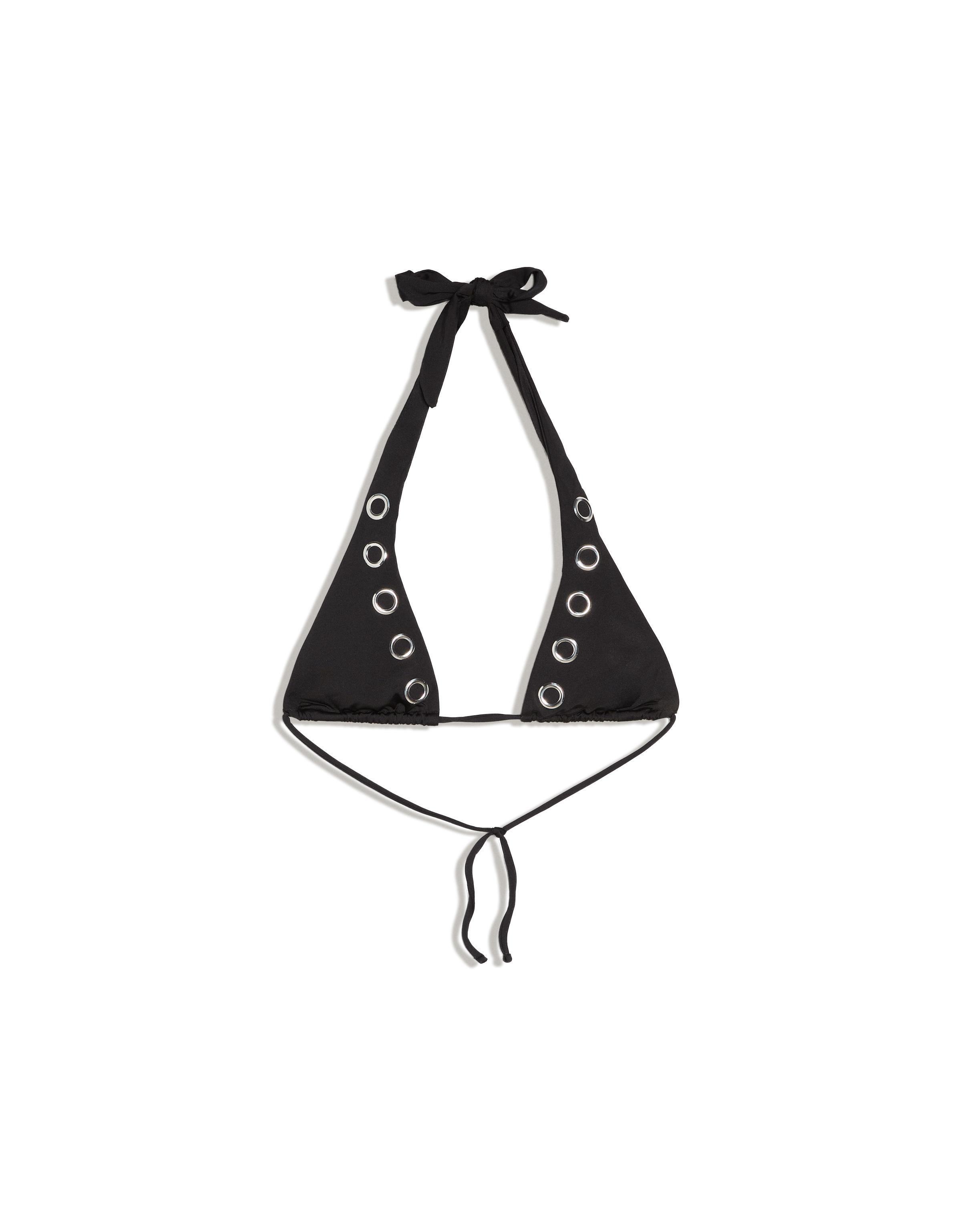 Eyelet halter bikini top — Black