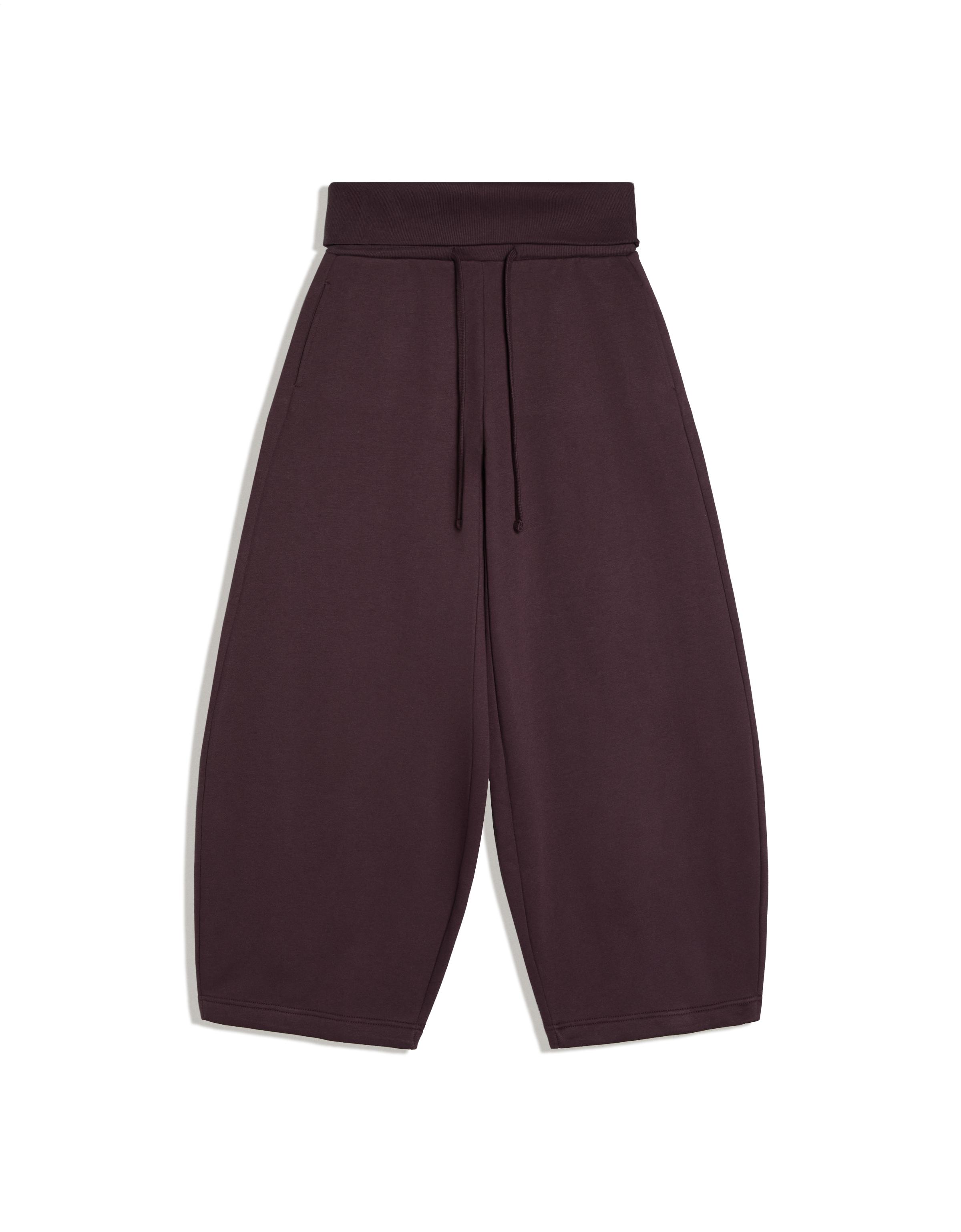 Barrel-leg jersey trousers with fold-over waist — Violet