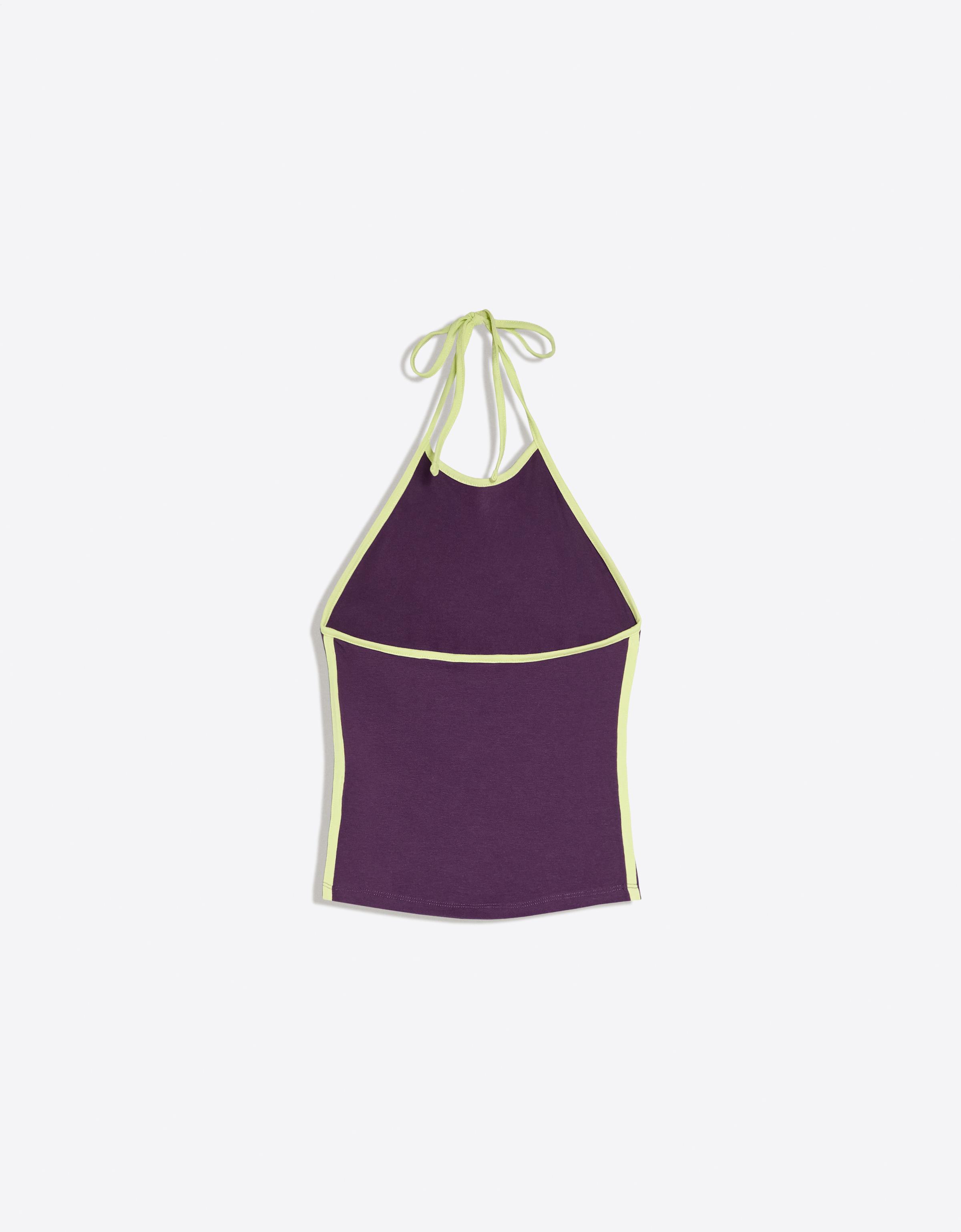 Contrast print halter top — Violet