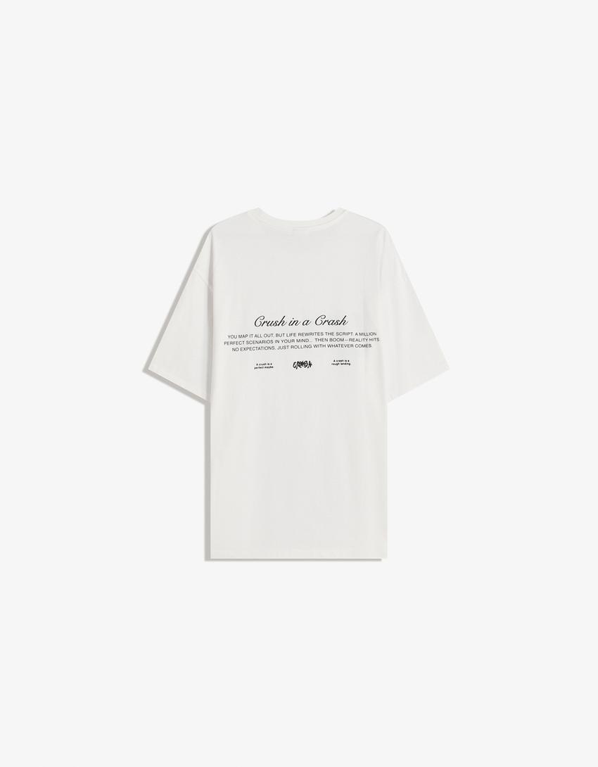 T-shirt manches courtes imprimé-Blanc