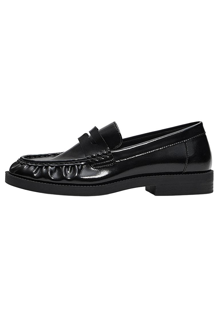 Ruched loafers — BLACK