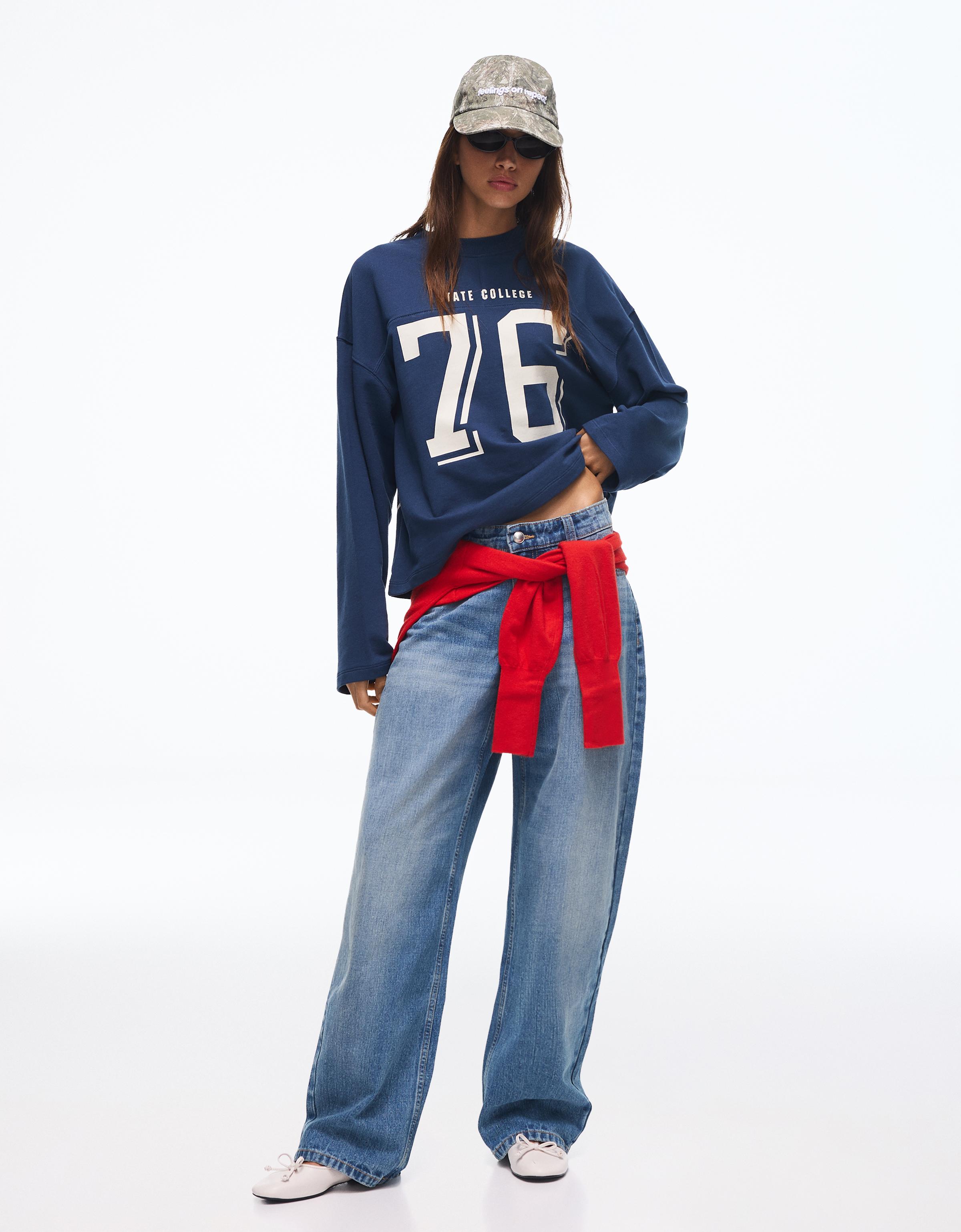 Low-rise baggy barrel jeans — Blue