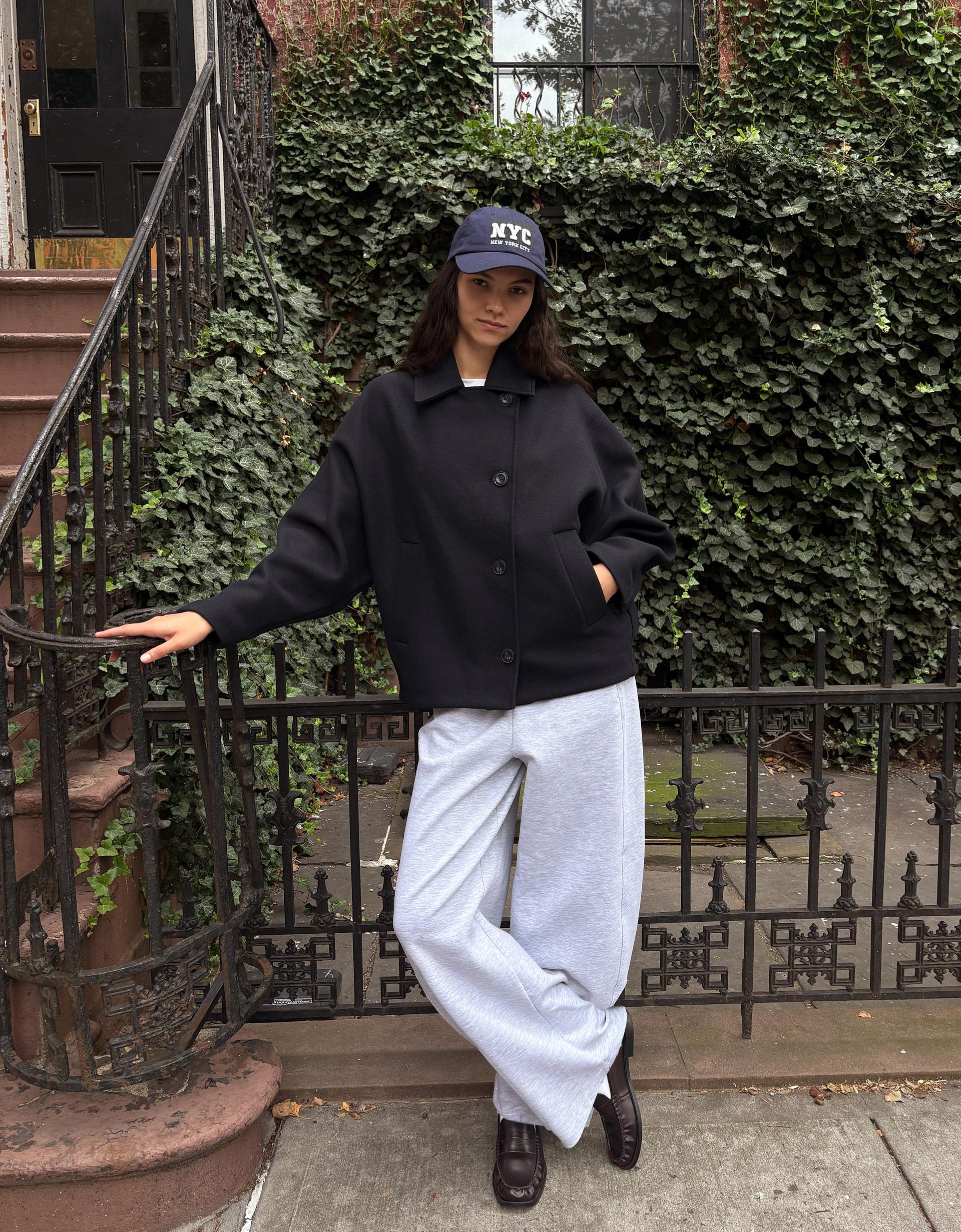 Felt texture jacket with batwing sleeves