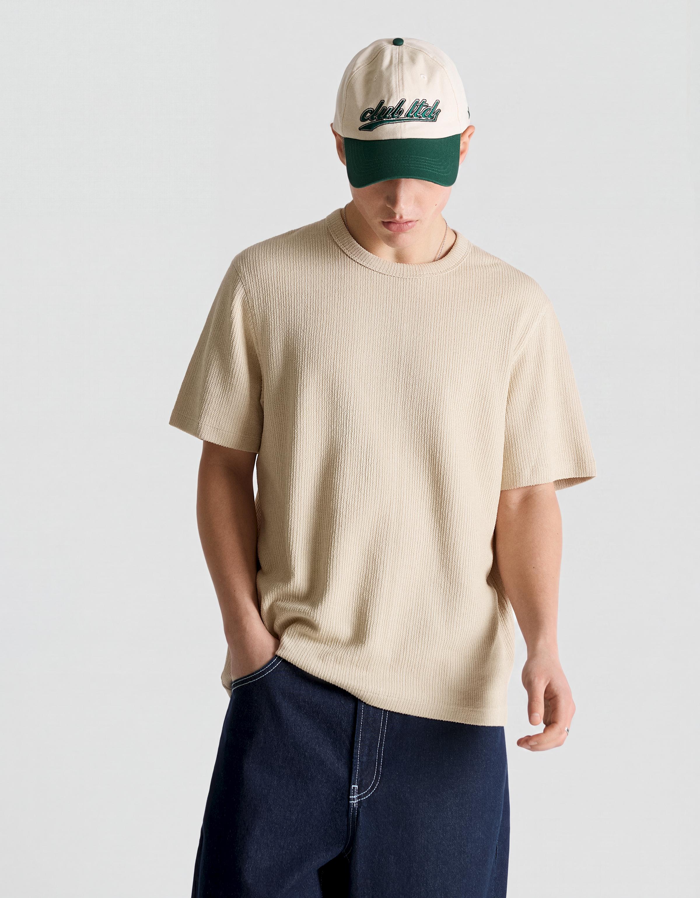 Short sleeve textured T-shirt — Camel