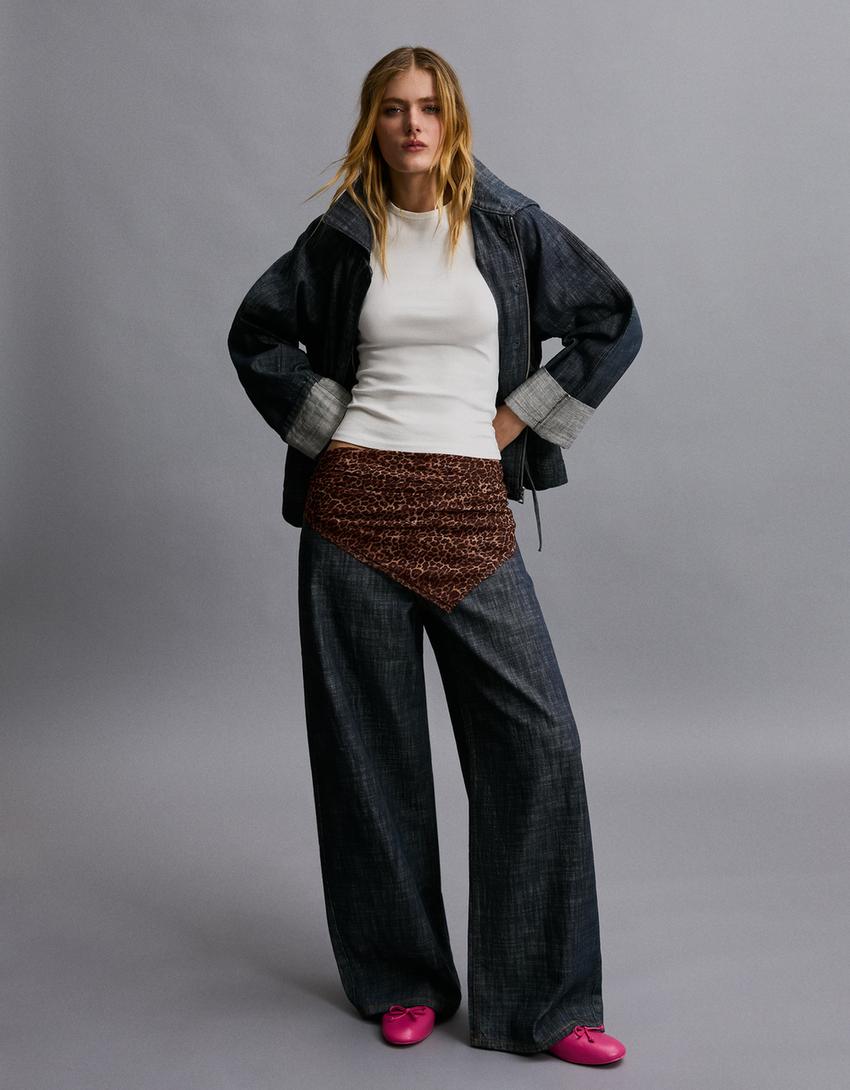 Pañoleta animal print-Marrón