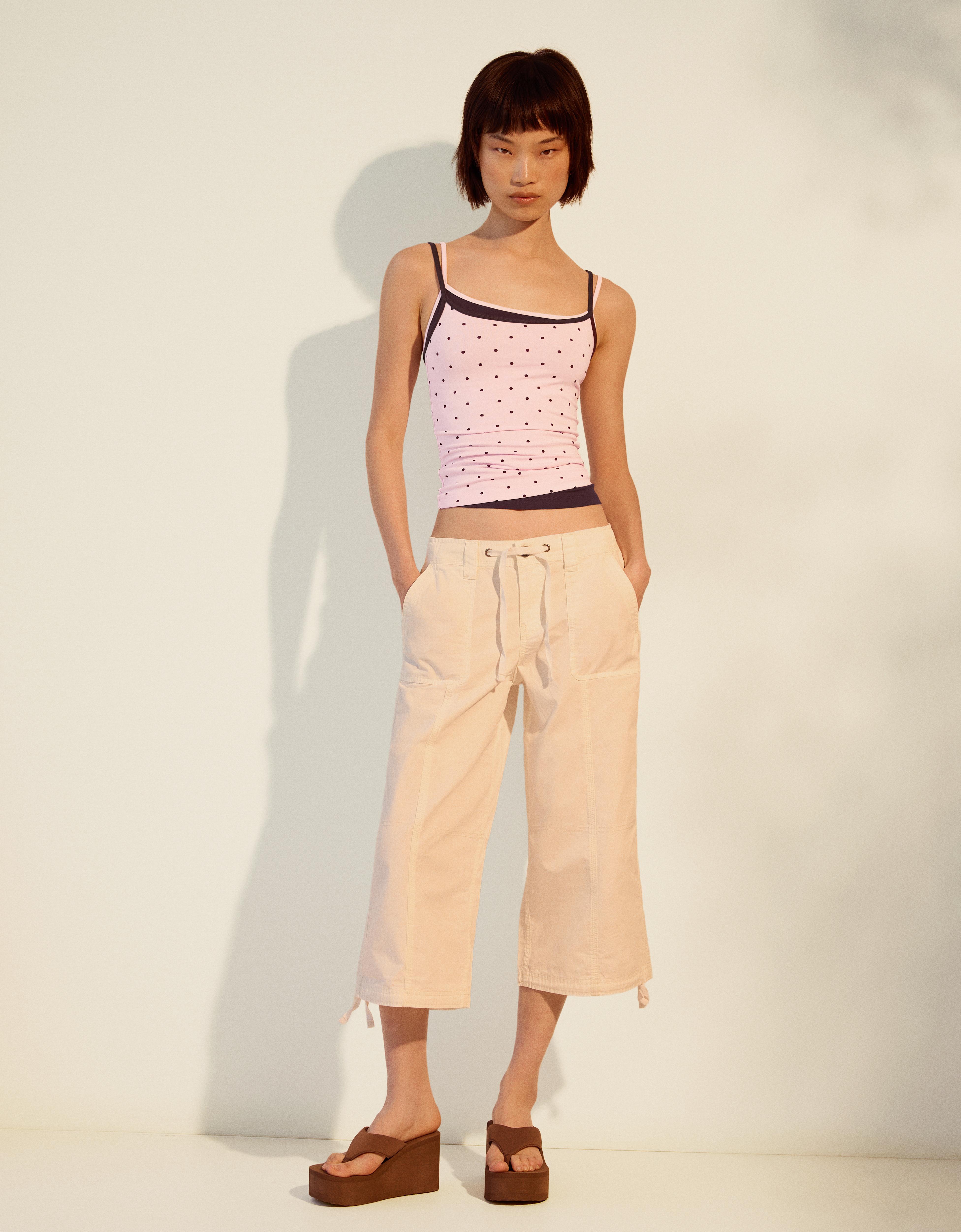 Contrast strappy top — Pink