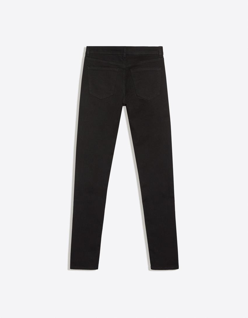 Jeansy o kroju skinny z wysokim stanem-Czarny