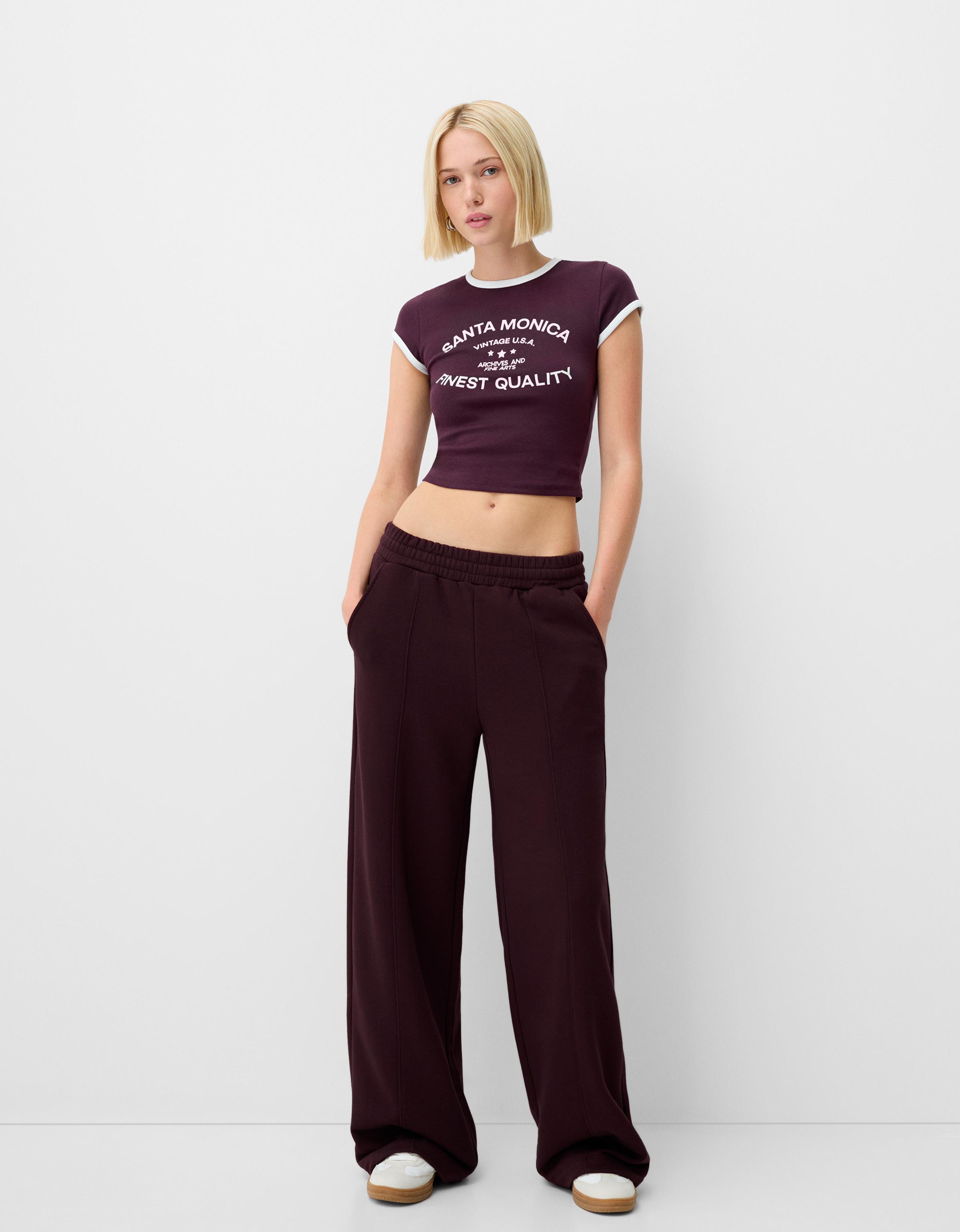 Pantalon morado bershka sale