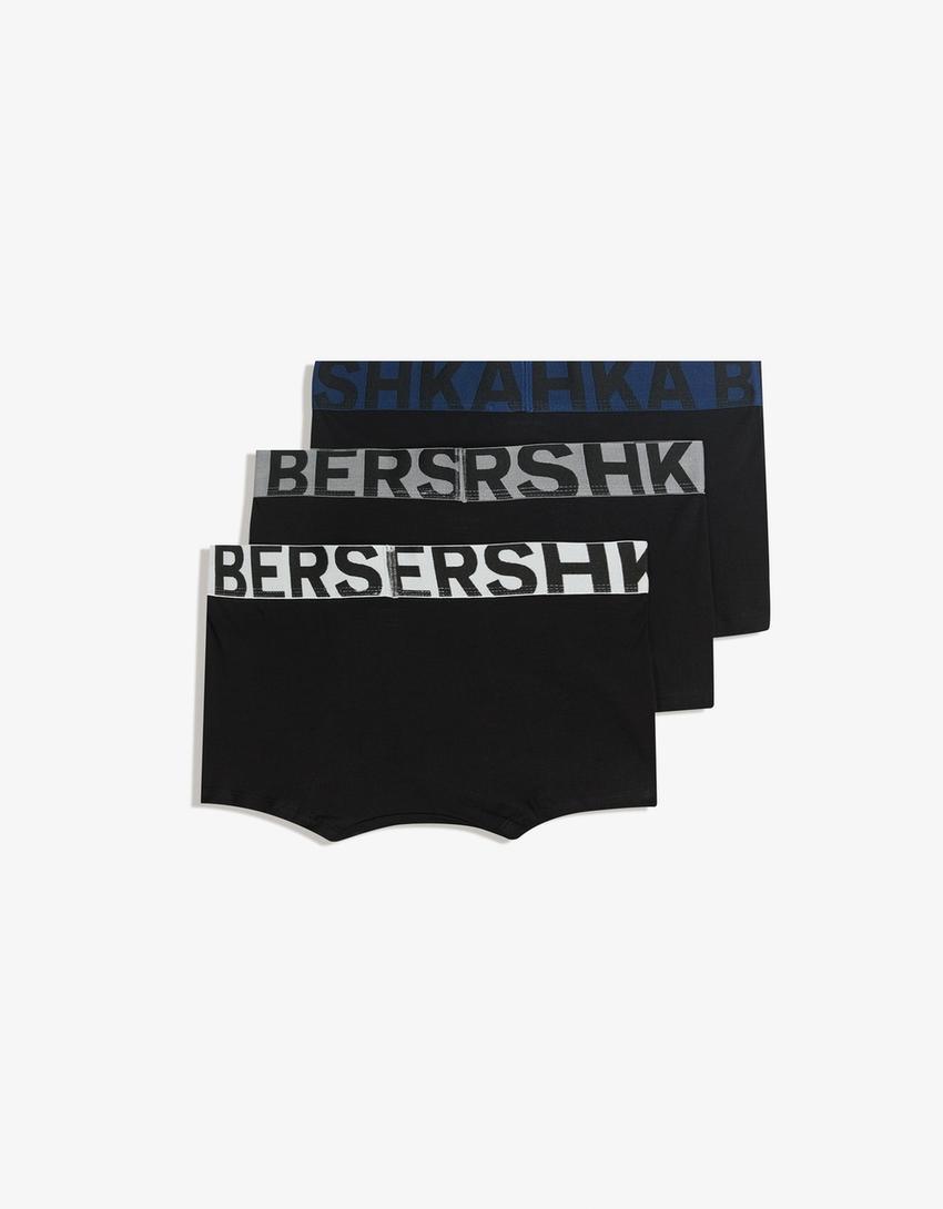 Lot de 3 boxers à large ceinture-Bleu