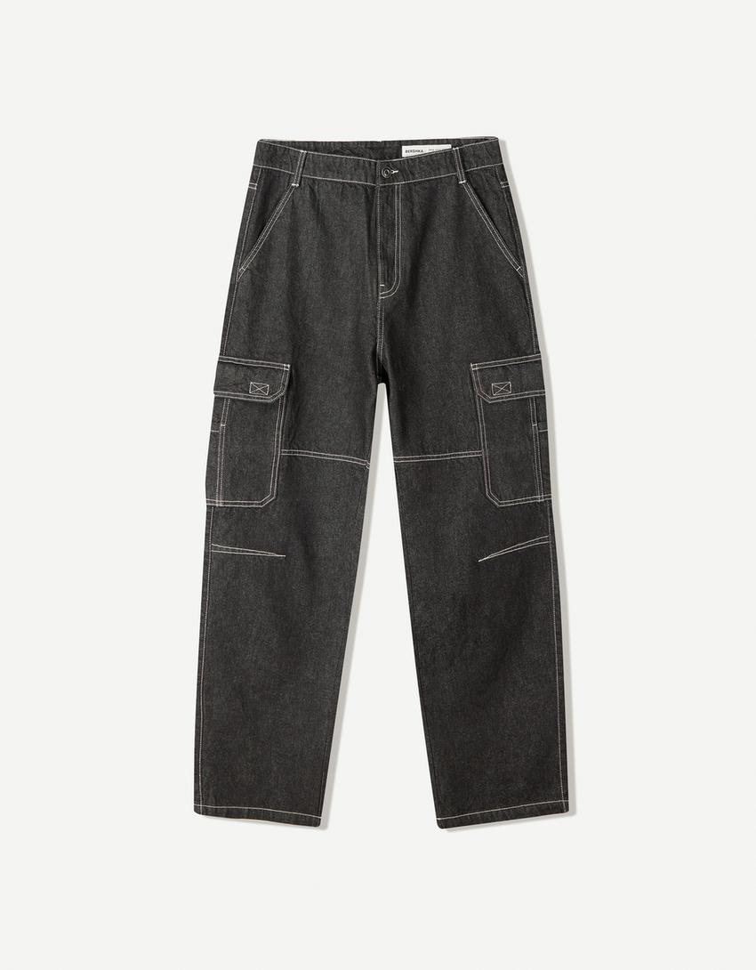 Jeans baggy cargo-Negro-3
