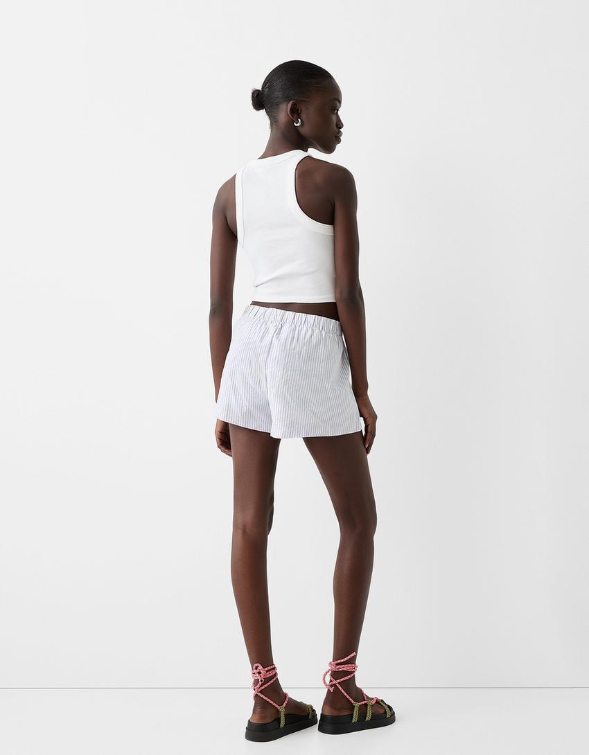 Short rayé-Bleu clair-1