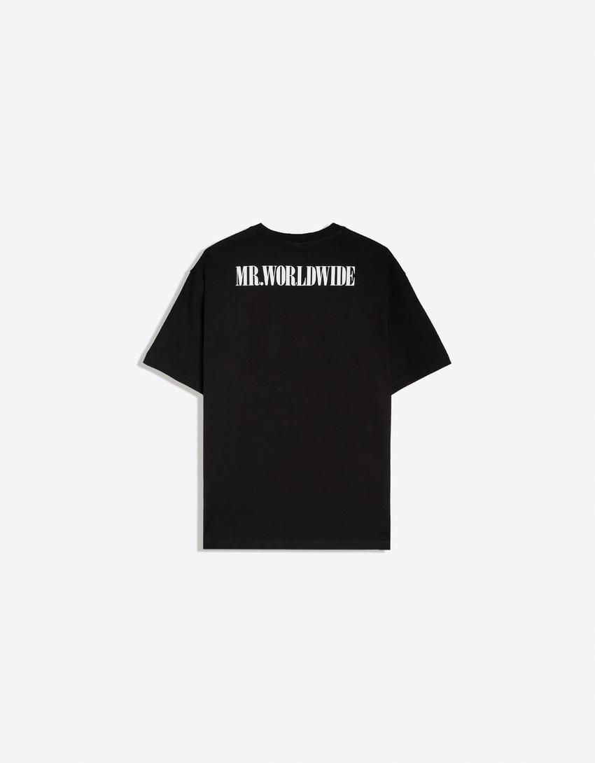 Oversize print Pitbull T-shirt-Black