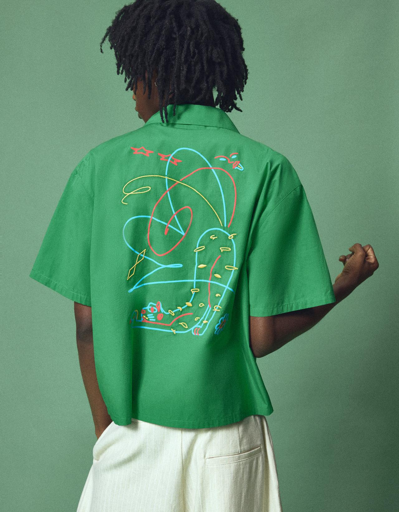 Short sleeve print shirt JUN IONEDA — Green