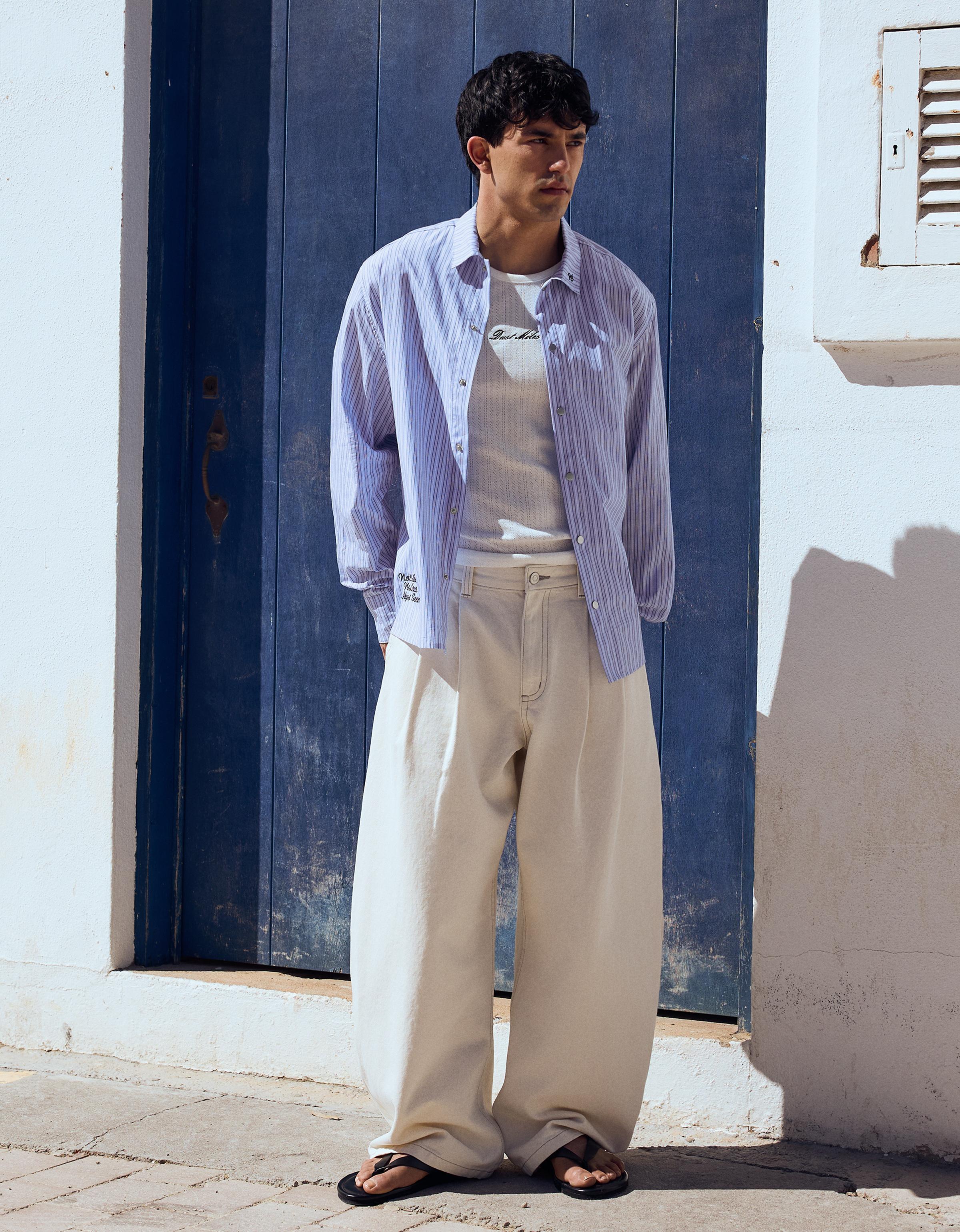 Uzun kollu nakışlı boxy fit gömlek - Görsel 31