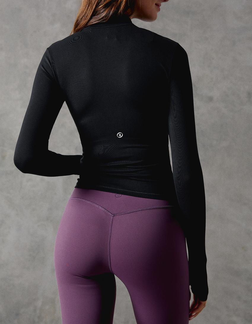 Quick dry & breathable zip-up sweatshirt-Black