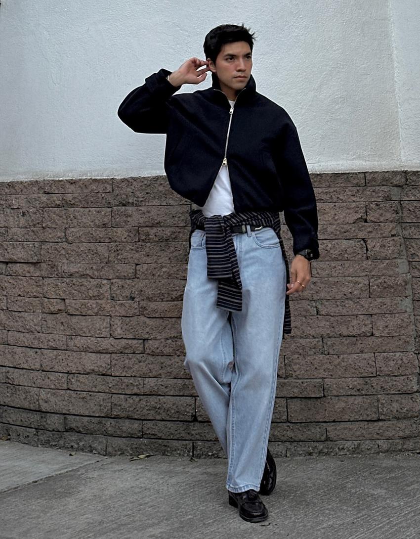 Jeans straight-Azul lavado