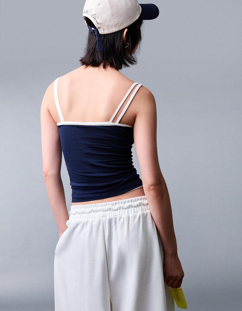 Top met bandjes-Marineblau