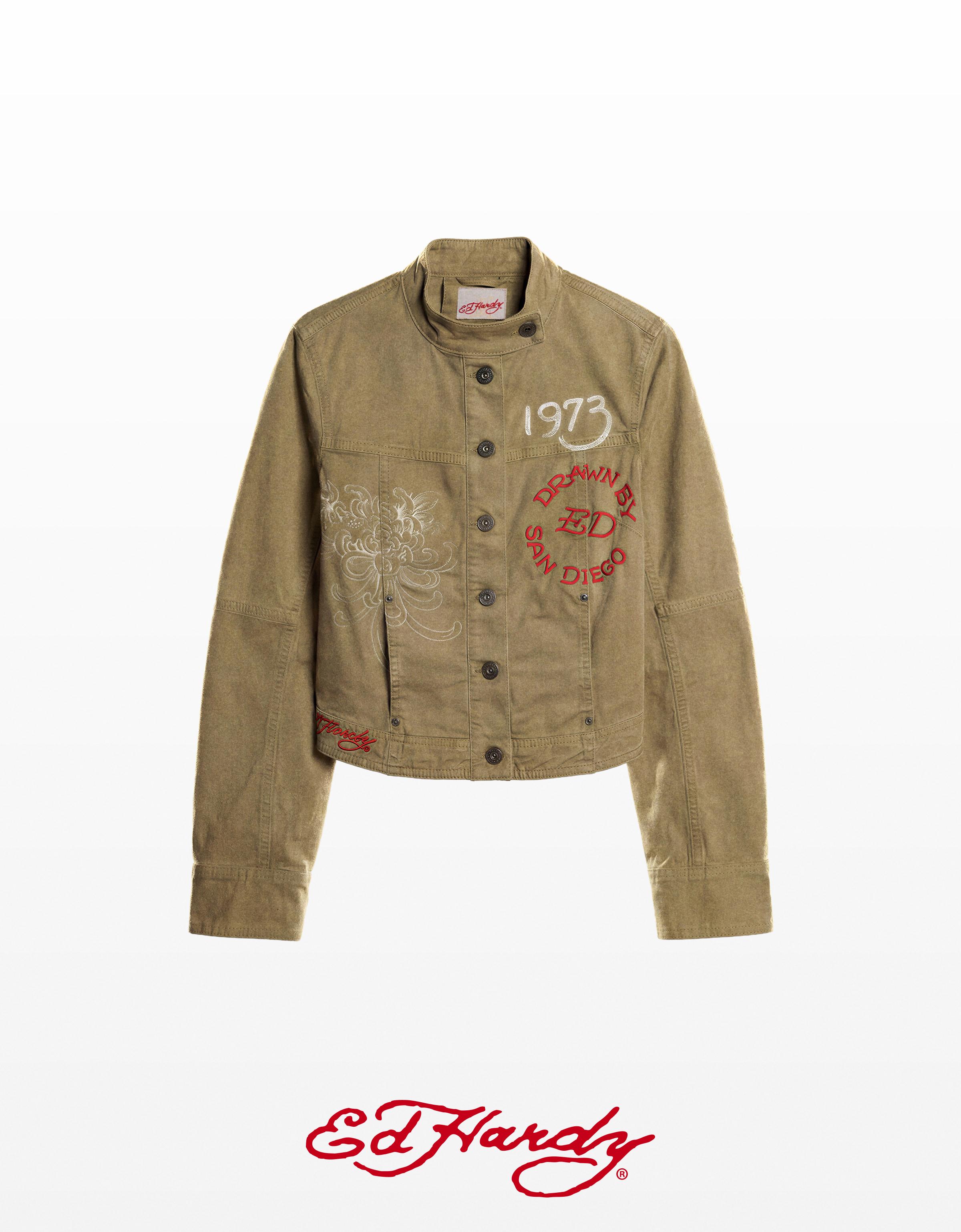 ED HARDY X BERSHKA embroidered jacket — Sand