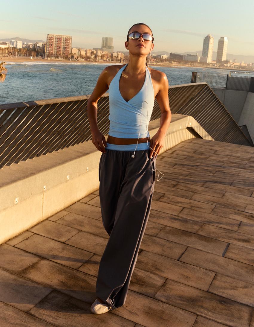 Teknik paraşüt pantolon-Füme