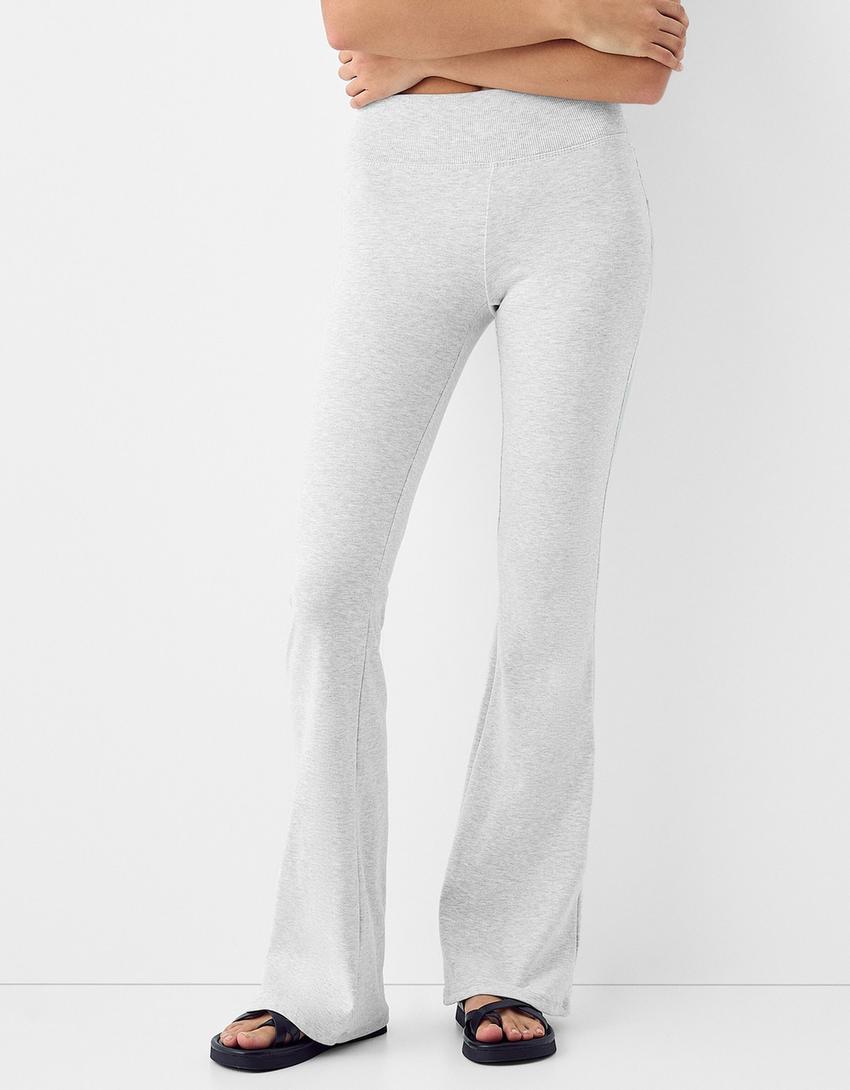 T-shirt and flared pants set-Grey-3