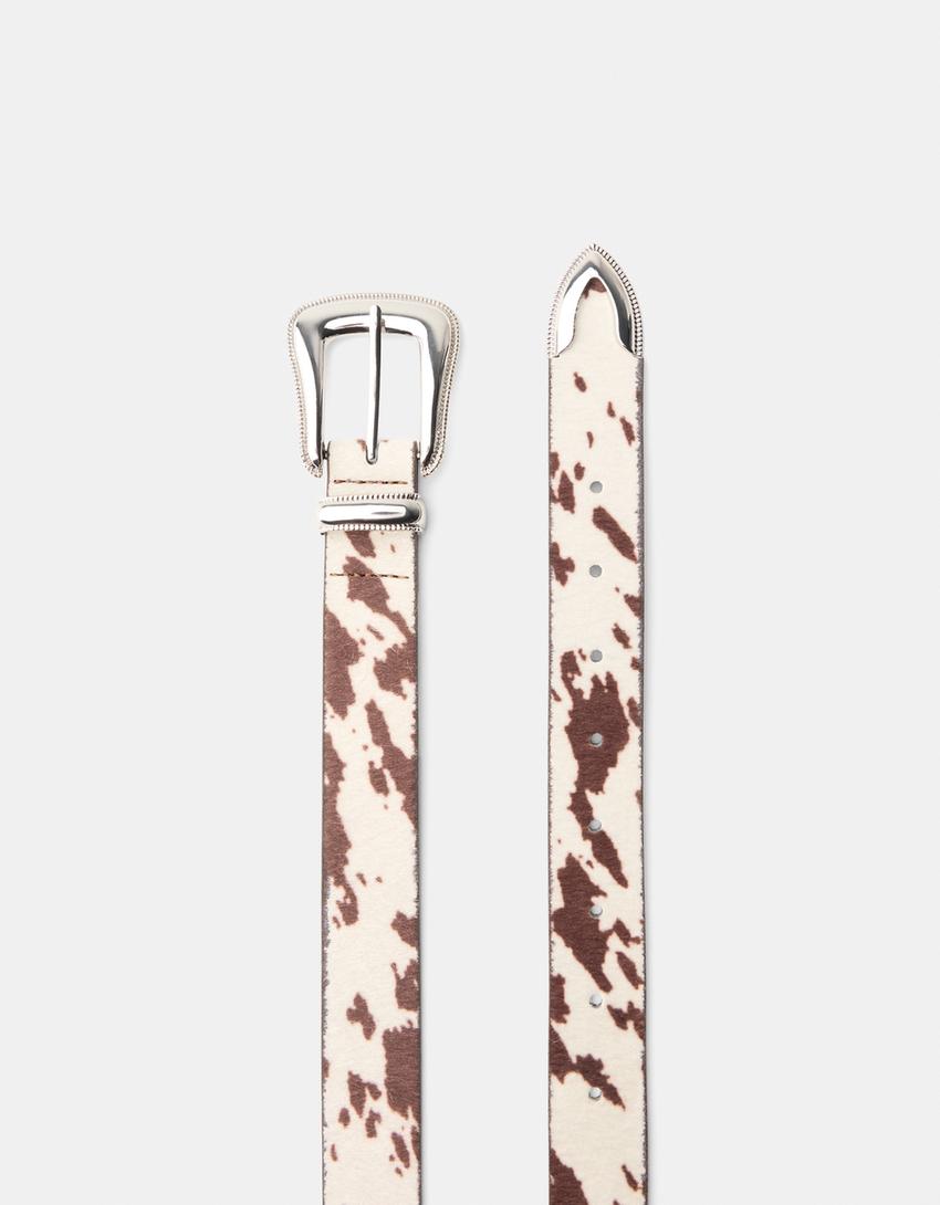 Tokalı desenli kemer-Beyaz-4