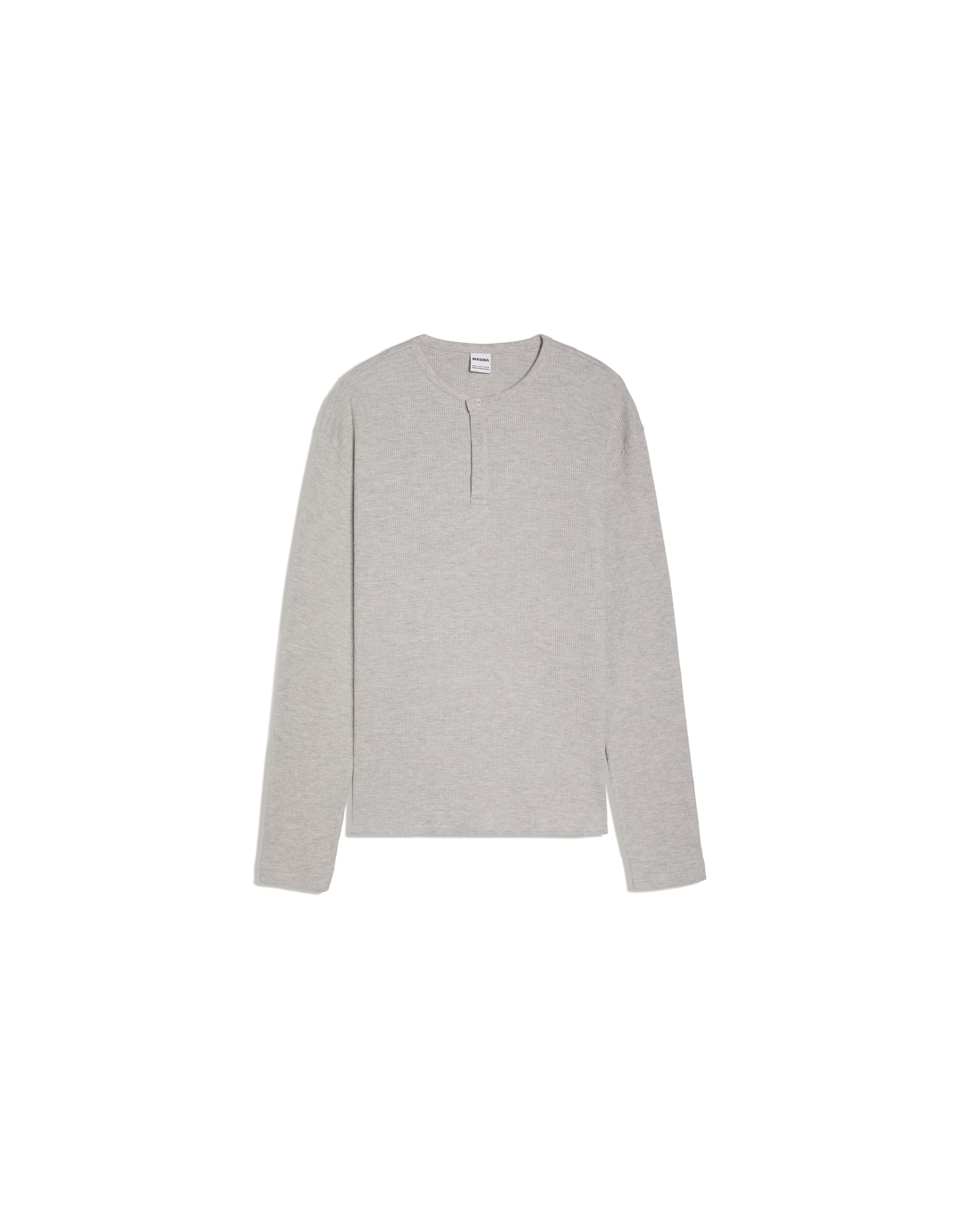 Slim fit long sleeve henley T-shirt — Grey