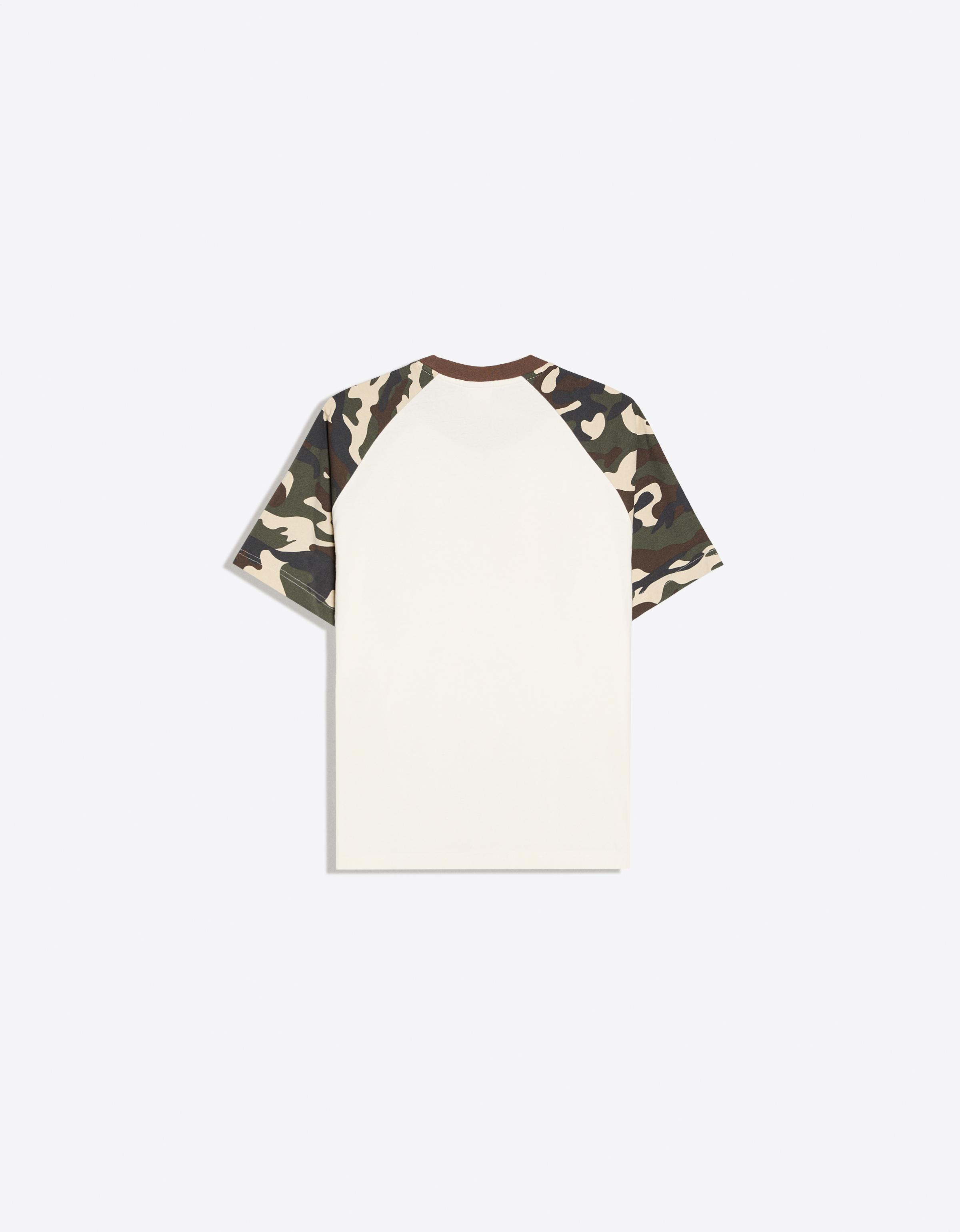 Short sleeve raglan print T-shirt — Off white
