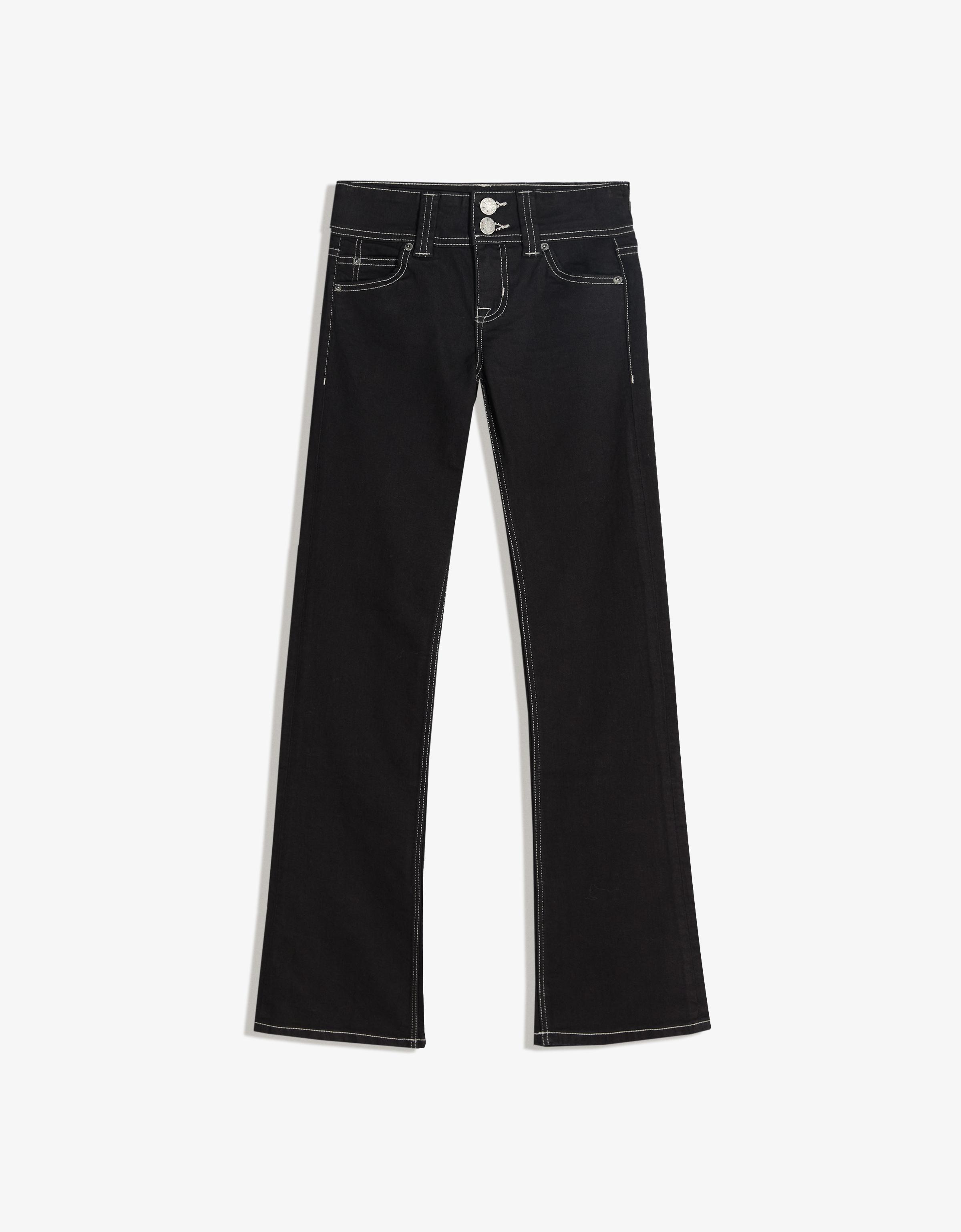 Low-rise boot-cut jeans with flaps