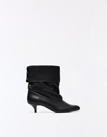 LEATHER HEEL ANKLE BOOTS — BLACK 1