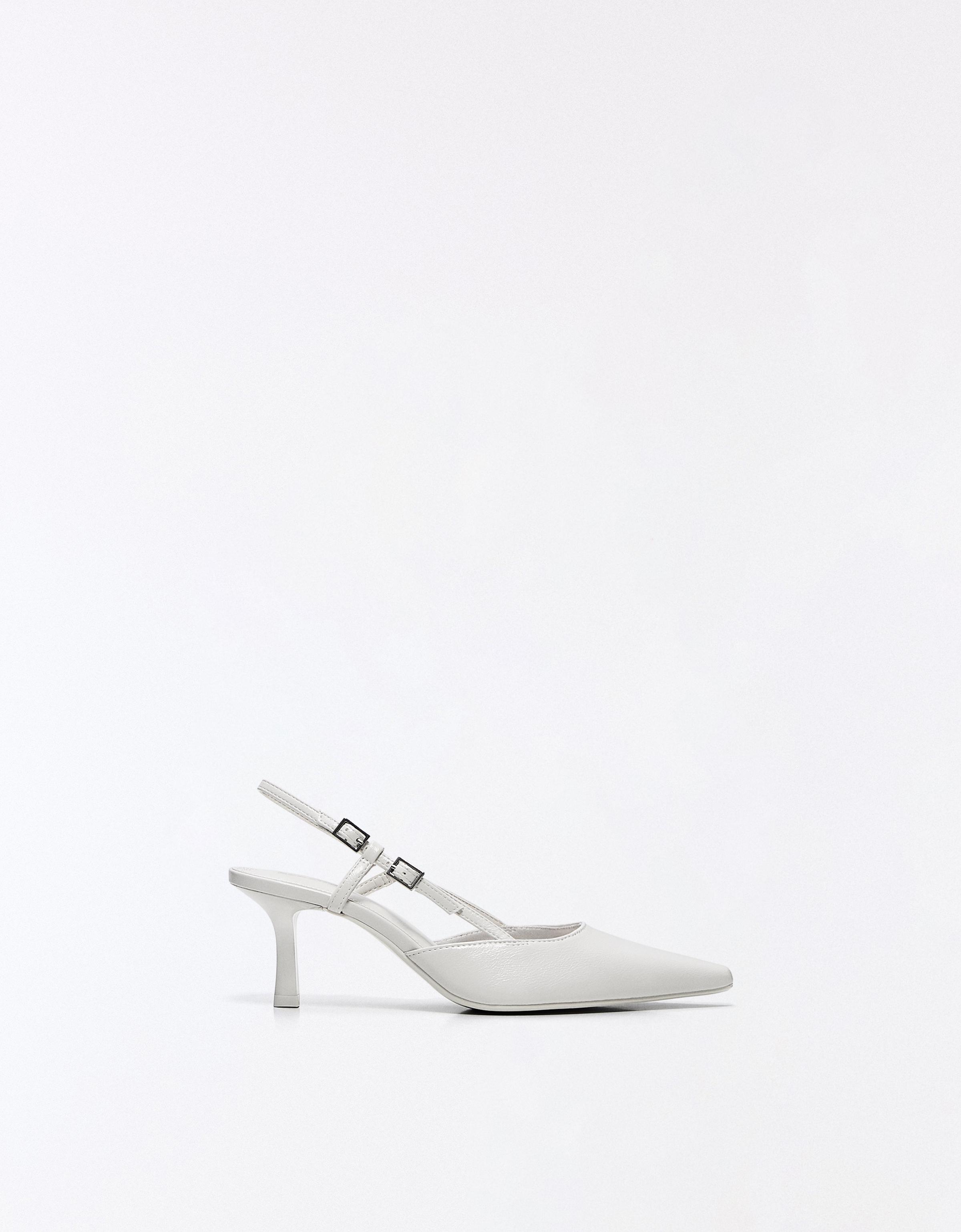 BUCKLED HIGH-HEEL SHOES — WHITE