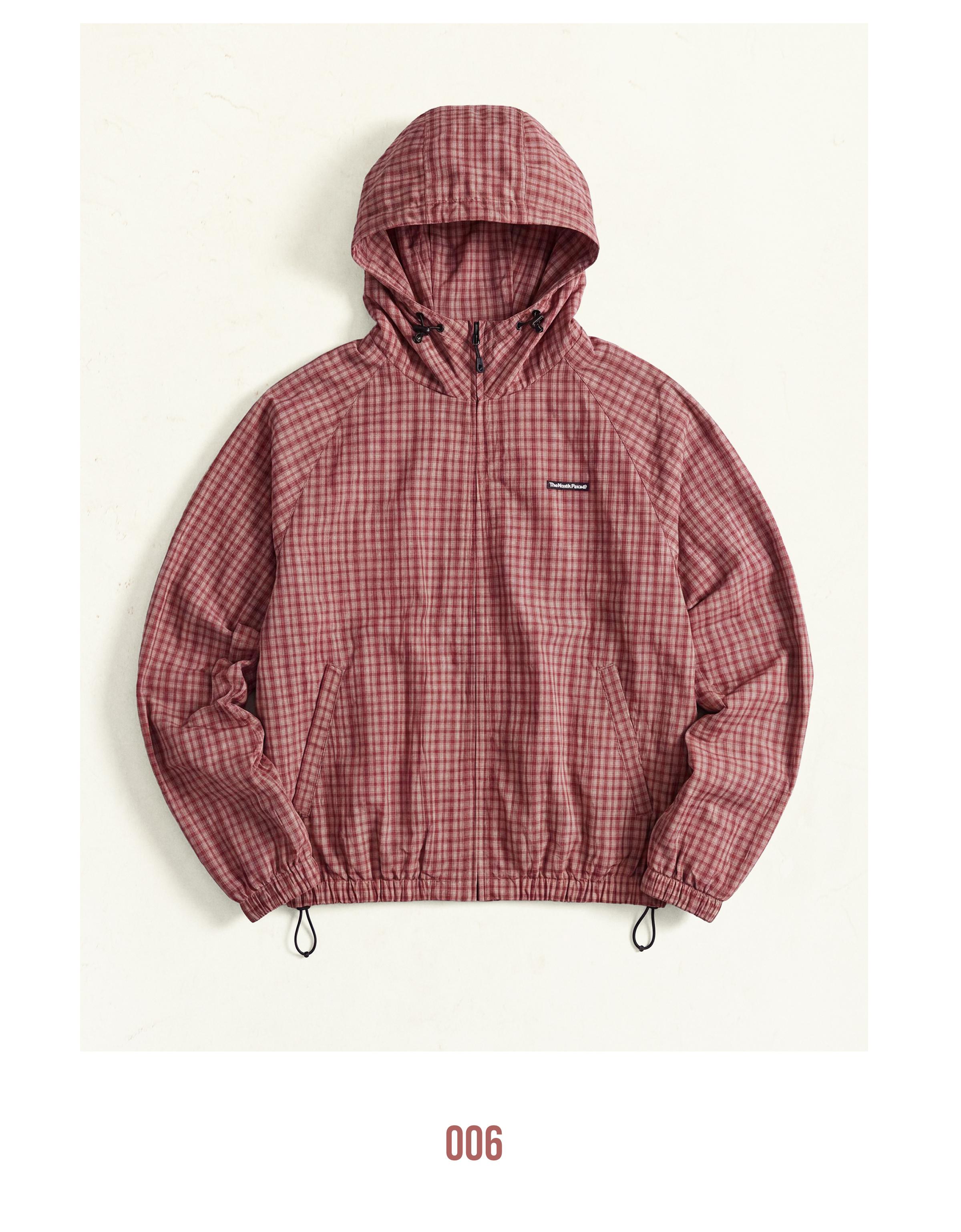 Hooded check jacket — Dark Orange