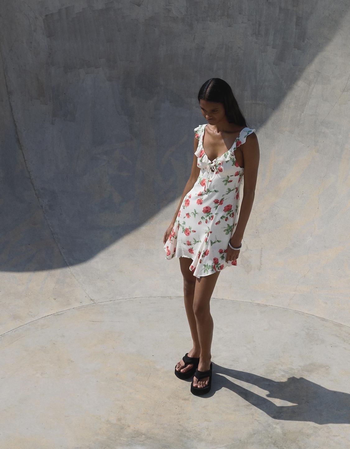 Printed strappy mini dress