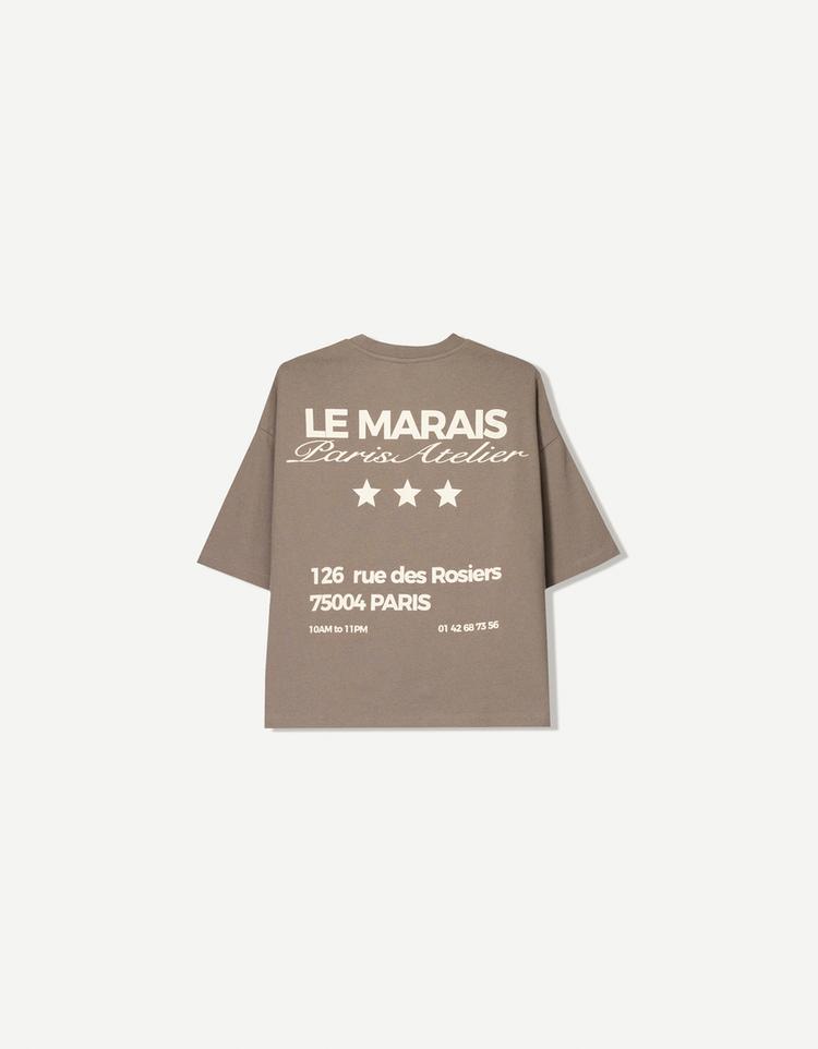 Desenli kısa kollu oversize t-shirt