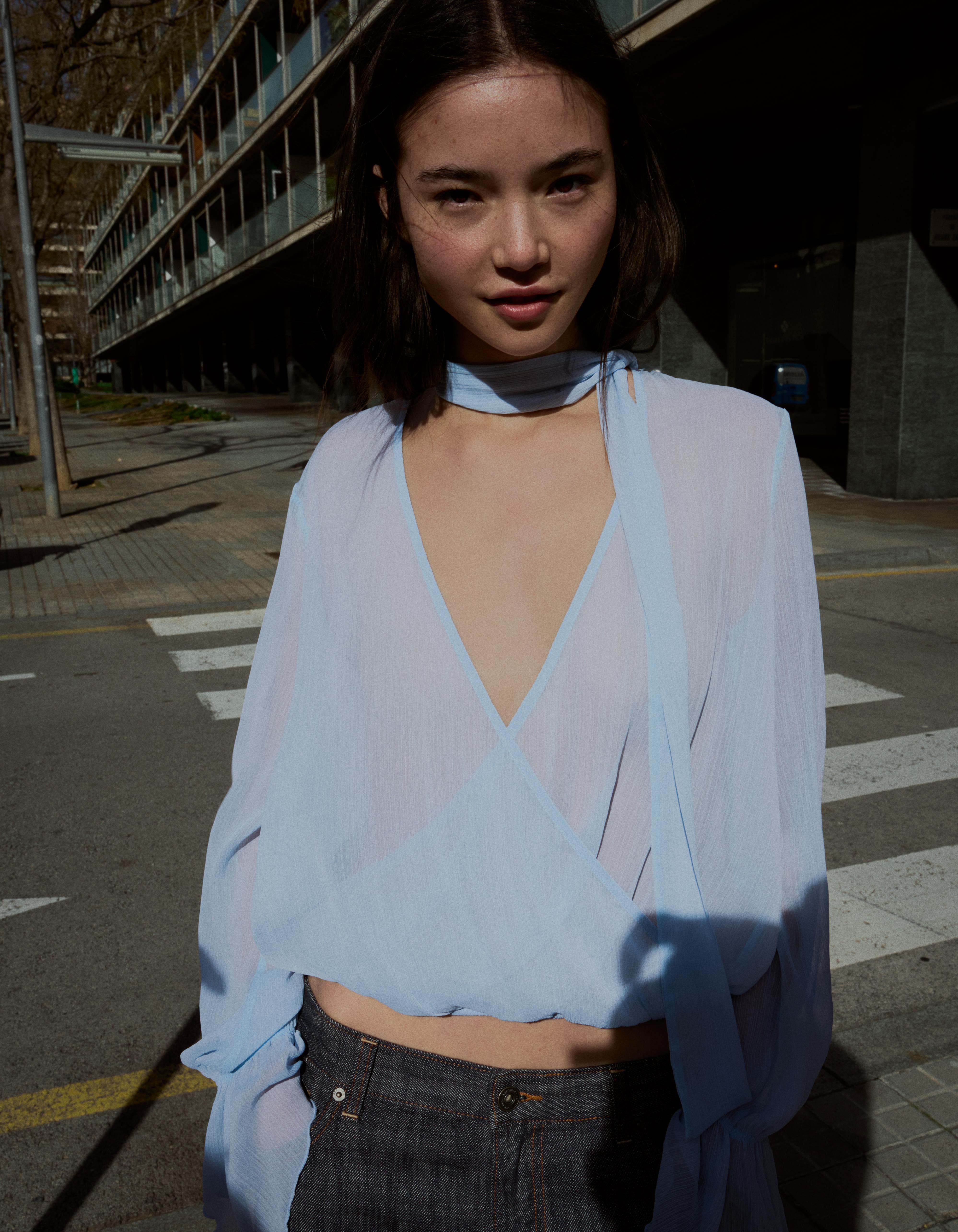 Uzun kollu kruvaze bluz - Görsel 71