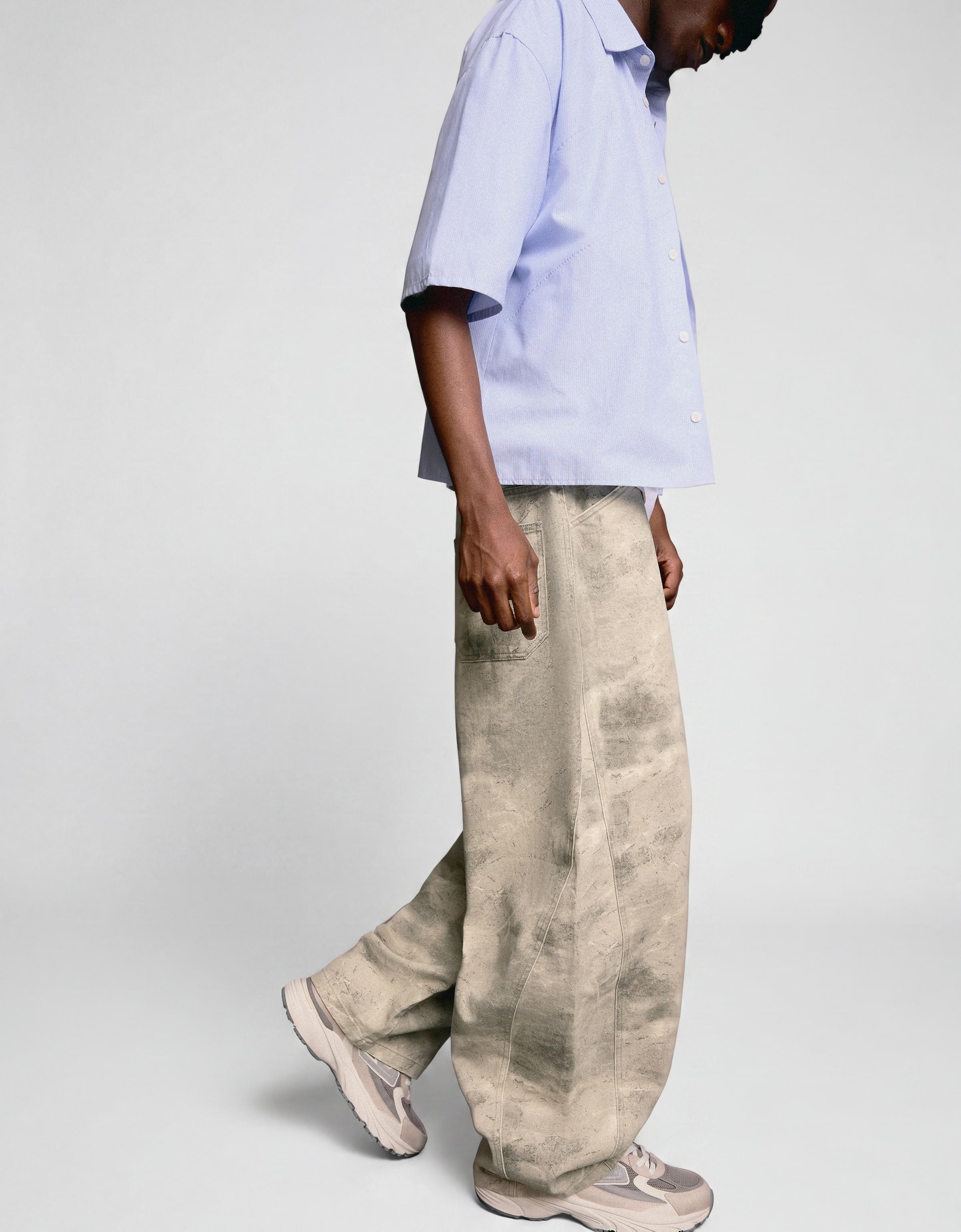 Printed barrel-leg trousers — Grey