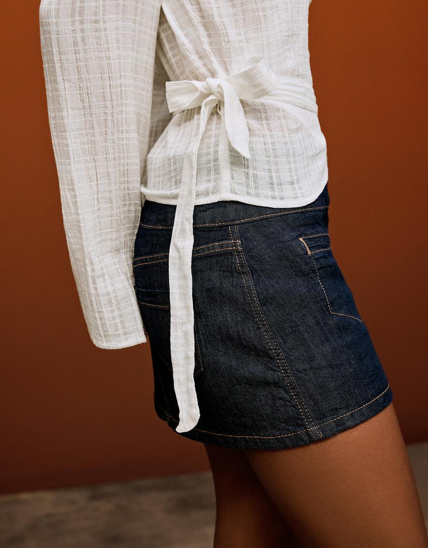 Wrap print blouse-Cream