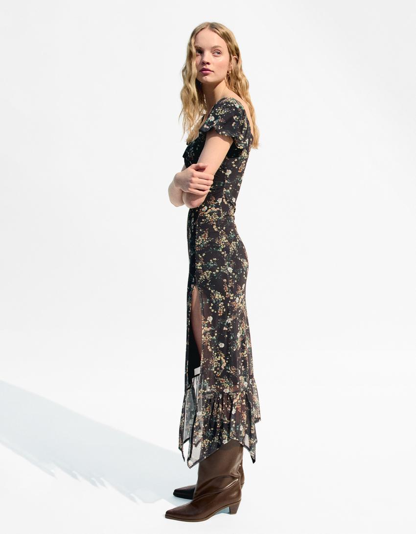 Tüll-Midikleid-Grün