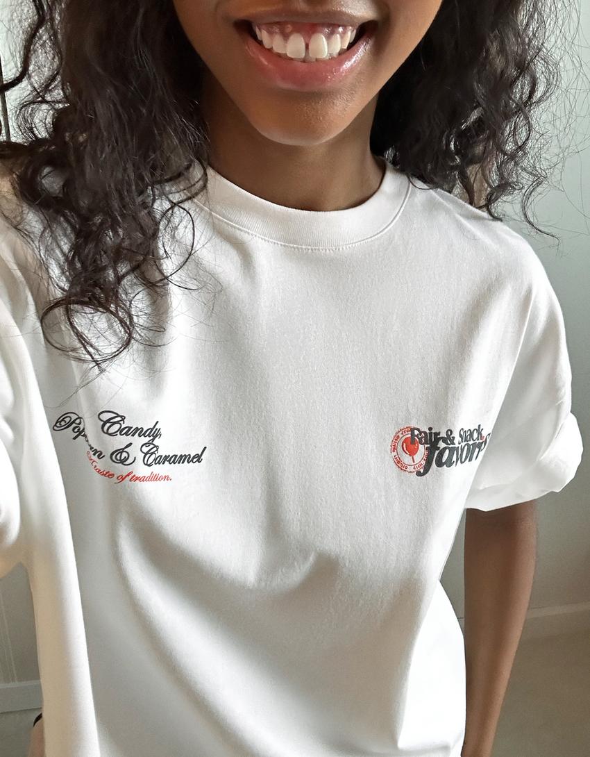 Camiseta manga corta oversize-Blanco roto