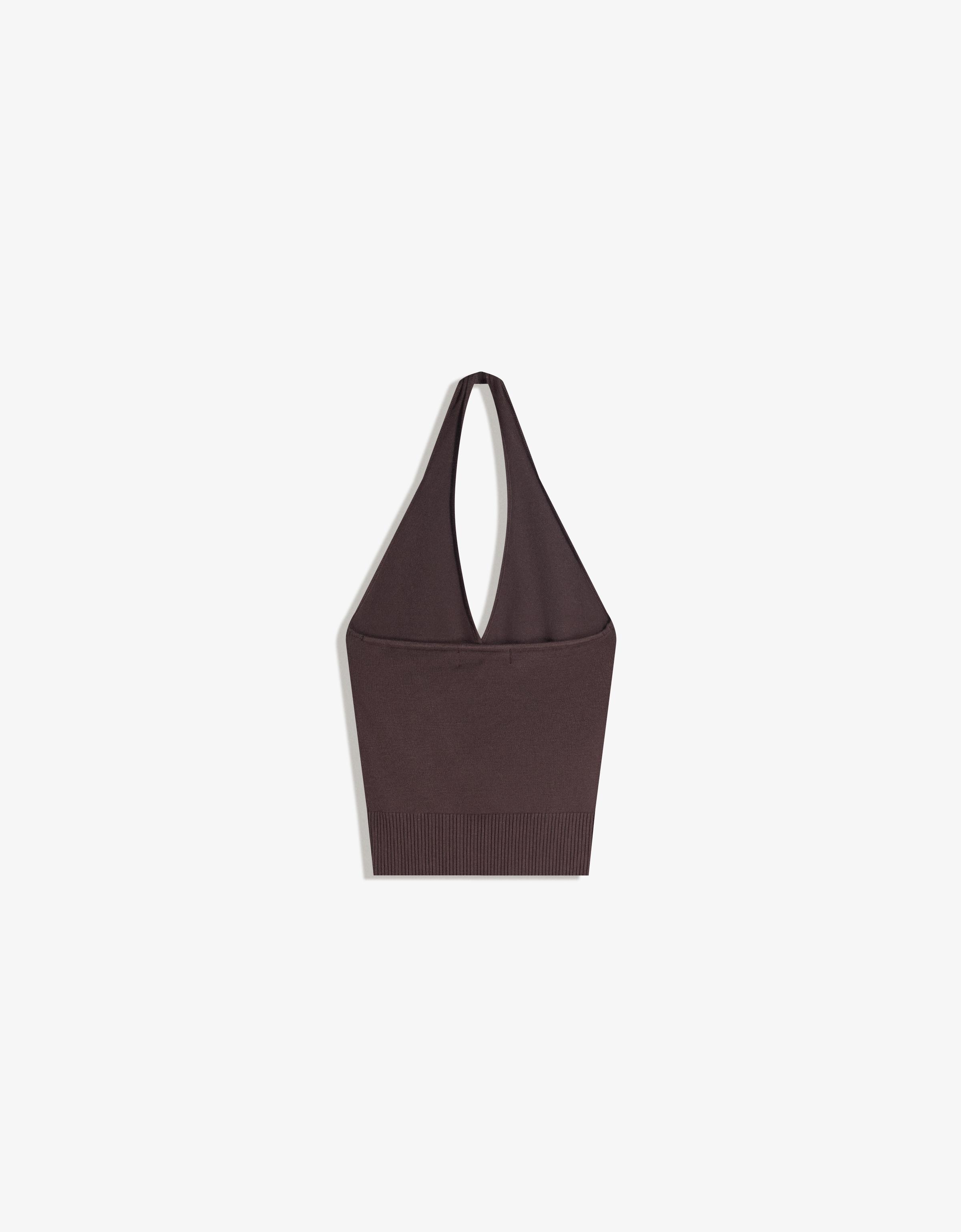 Halter neck crossover top — Brown