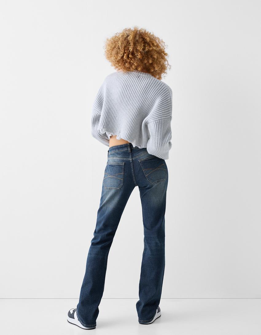 Düşük bel straight fit jean-Mavi-2