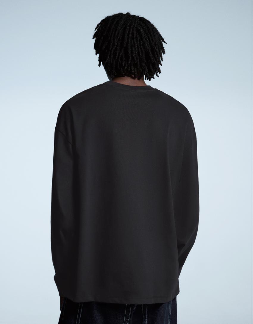 Long sleeve boxy fit T-shirt-Black
