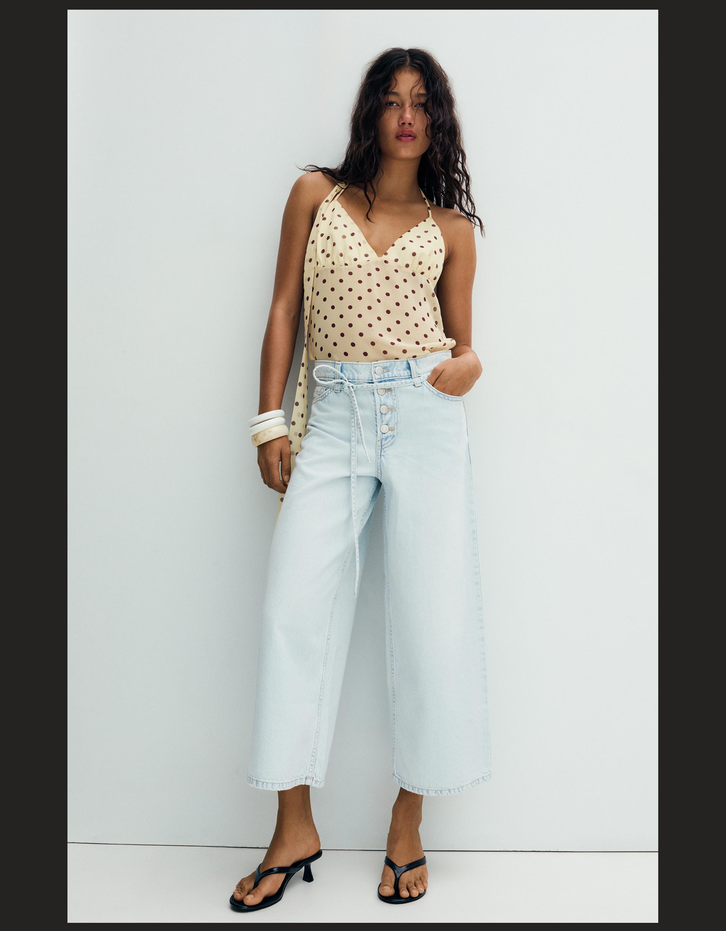 Yüksek bel geniş paça jean - Görsel 18