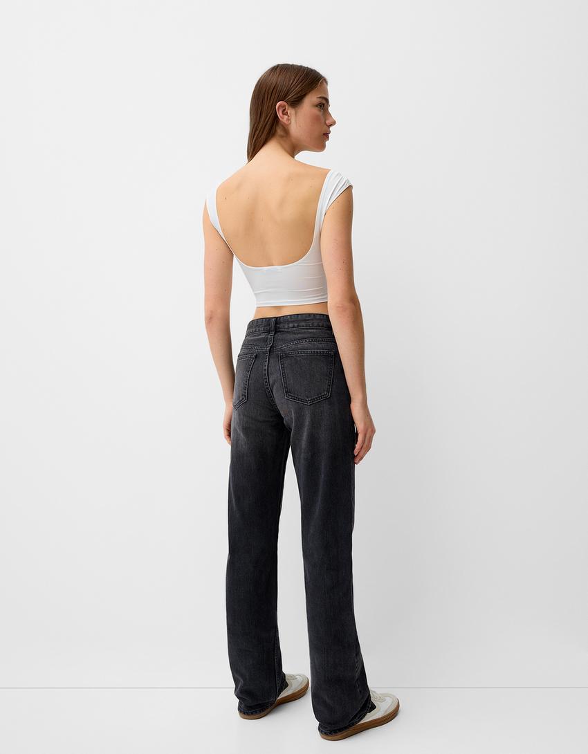 ג'ינס STRAIGHT FIT-אפור-2