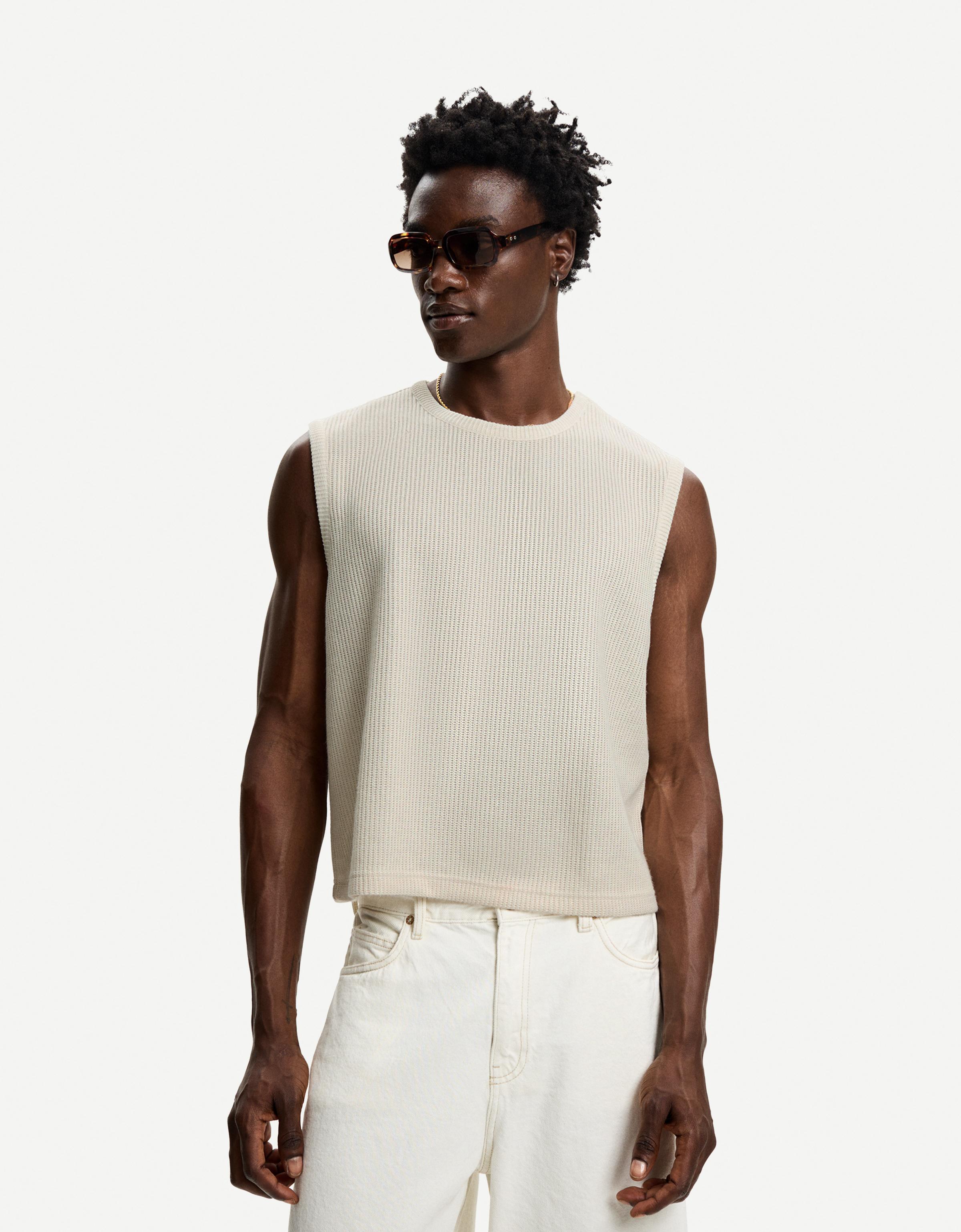Bershka Workwear-Weste Herren Xl Grbrochenes Weiss