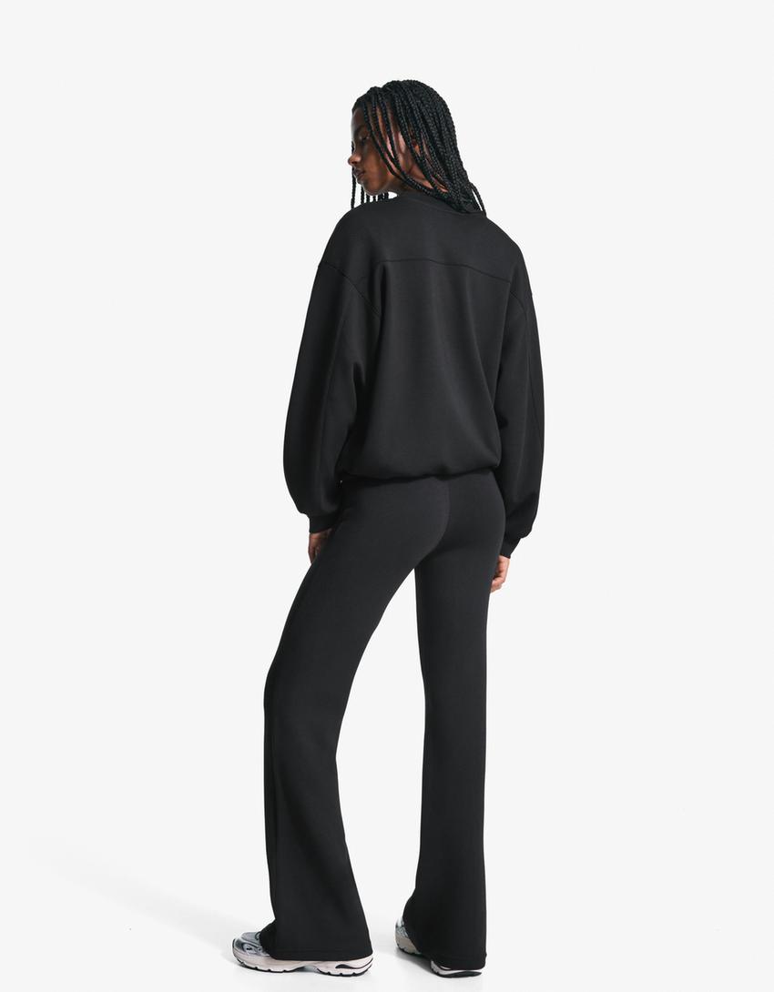 Pantalone flare modal-Crna-1