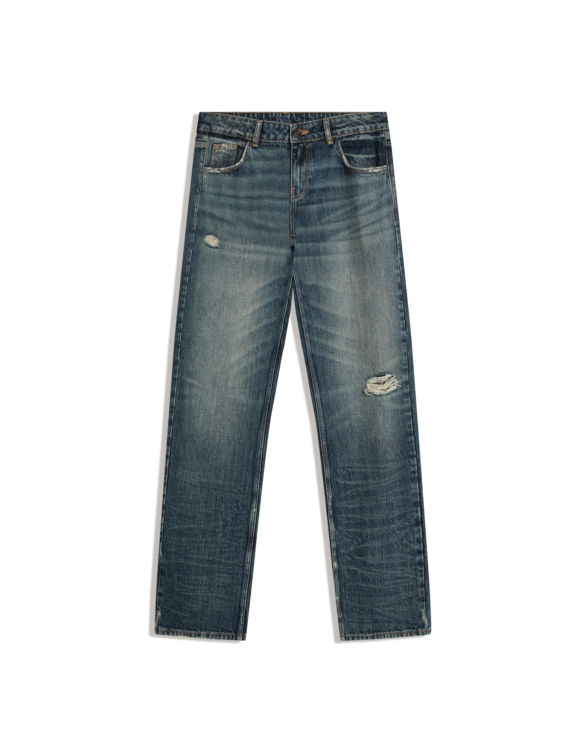 Distressed düşük bel straight fit jean - Görsel 5