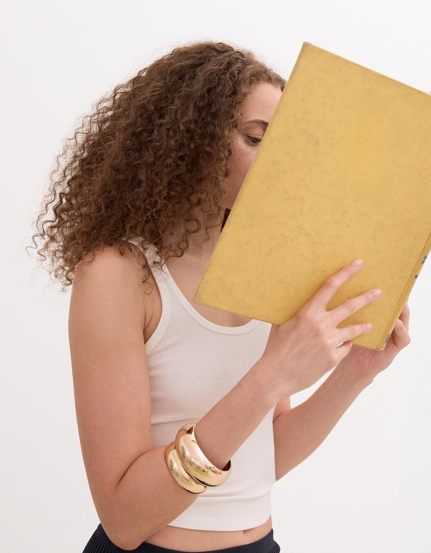 Pack de 2 pulseiras largas-Dourado