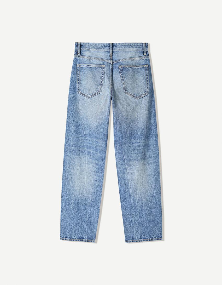 Straight fit jeans-Blauw